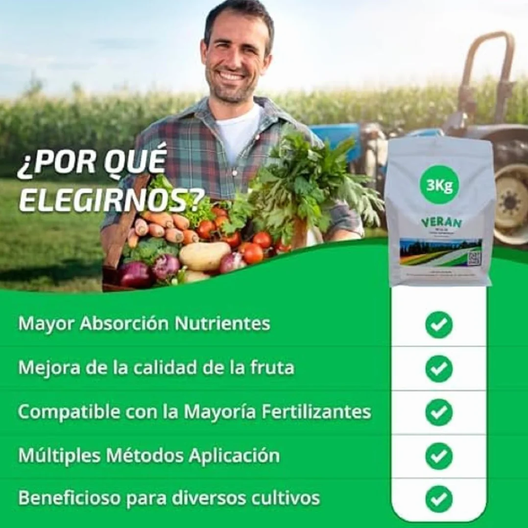 VERAN | Fertilizante de Fosforo y Potasio para Flores, Citricos y Huerto 3Kg | PK 52-34 | Estimula el Crecimiento y el Florecimiento Hidrosoluble | Fertilizante con Fosforo y Potasio