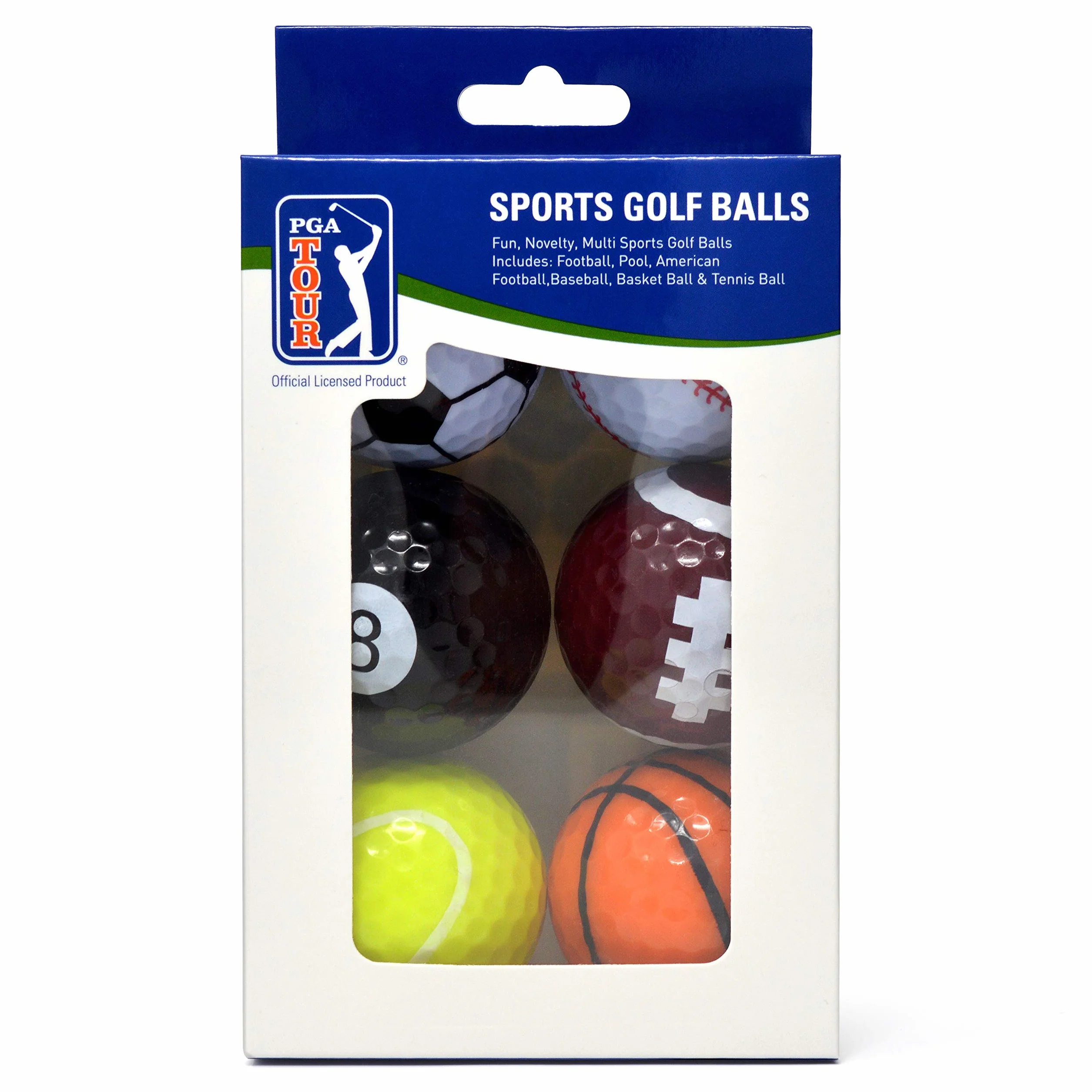 PGA Tour Fun Sport Golf Balls Set of 6 Multicolor