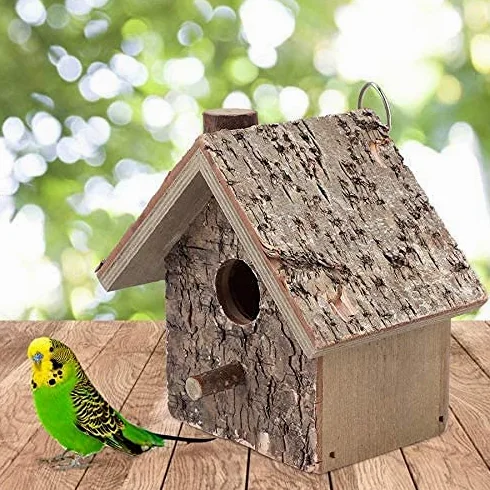 Nidos De Pájaros Nido De Loro Casa de pájaros al Aire Libre, jardín, Patio, decoración Colgante, Manualidades, casa de pájaros de Madera, Nido, Jaula de Nido de pájaro Hecha a Mano 8