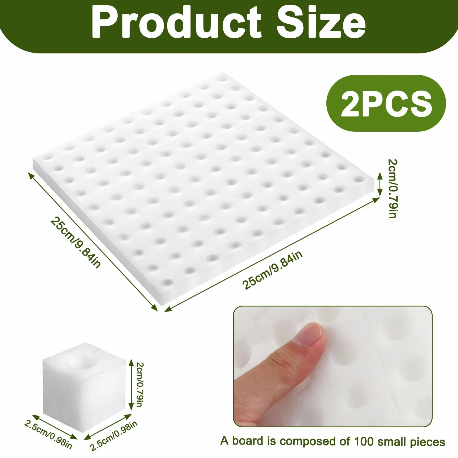 200 Piezas Esponja Hidropónica 25 * 25 * 25mm, Esponjas Plántulas Invernadero Plantar Herramientas de Jardinería Esponjas Cuadradas para Esquejes Agrícolas Siembra y Trasplante de Hortalizas(Blanco)