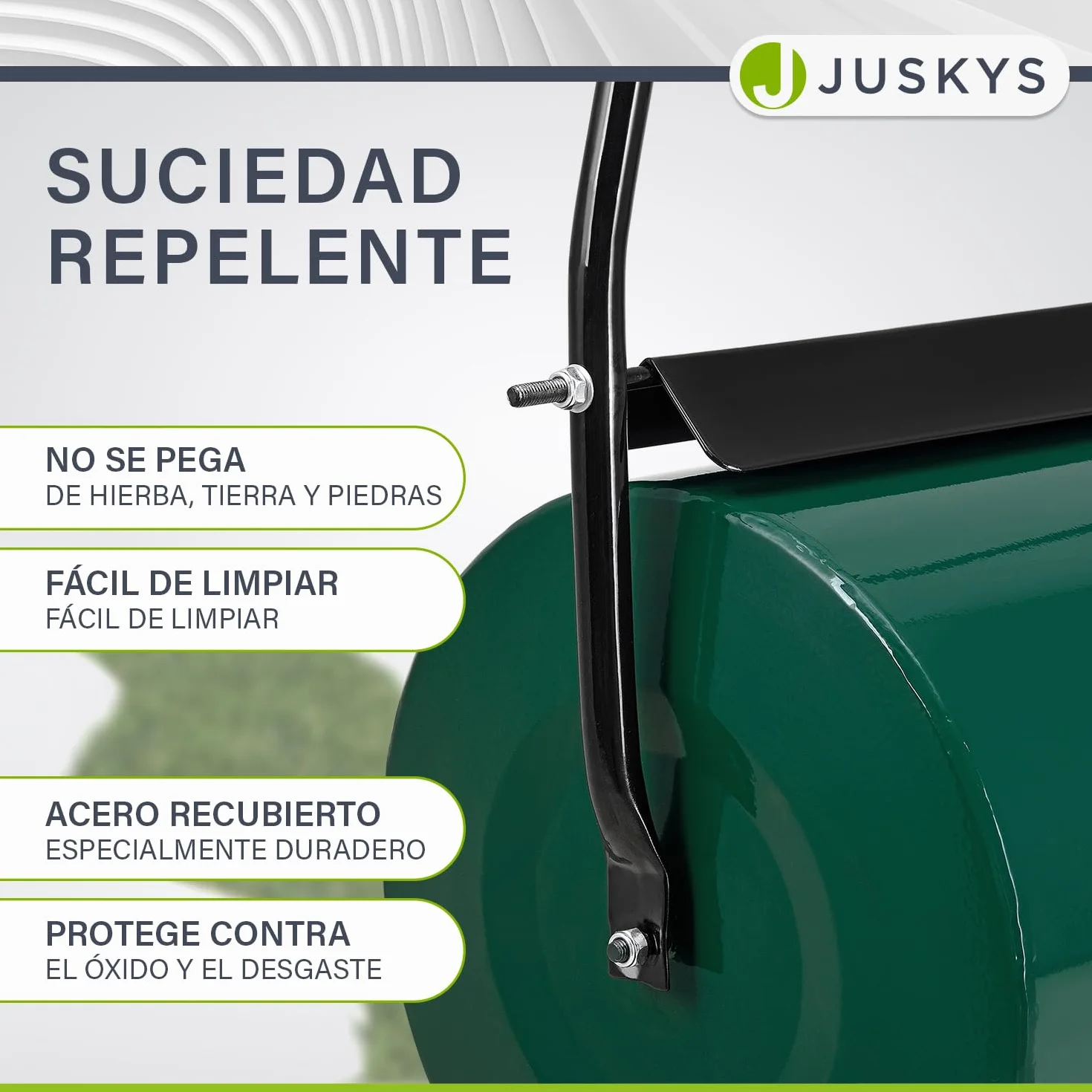 Juskys Rodillo de césped jardín Fritz con Deflector de Suciedad - Rodillo Manual rellenable de Agua/Arena - 48 l / 60 kg - Rodillo de jardín de 60 cm - Rodillo para césped y Campo