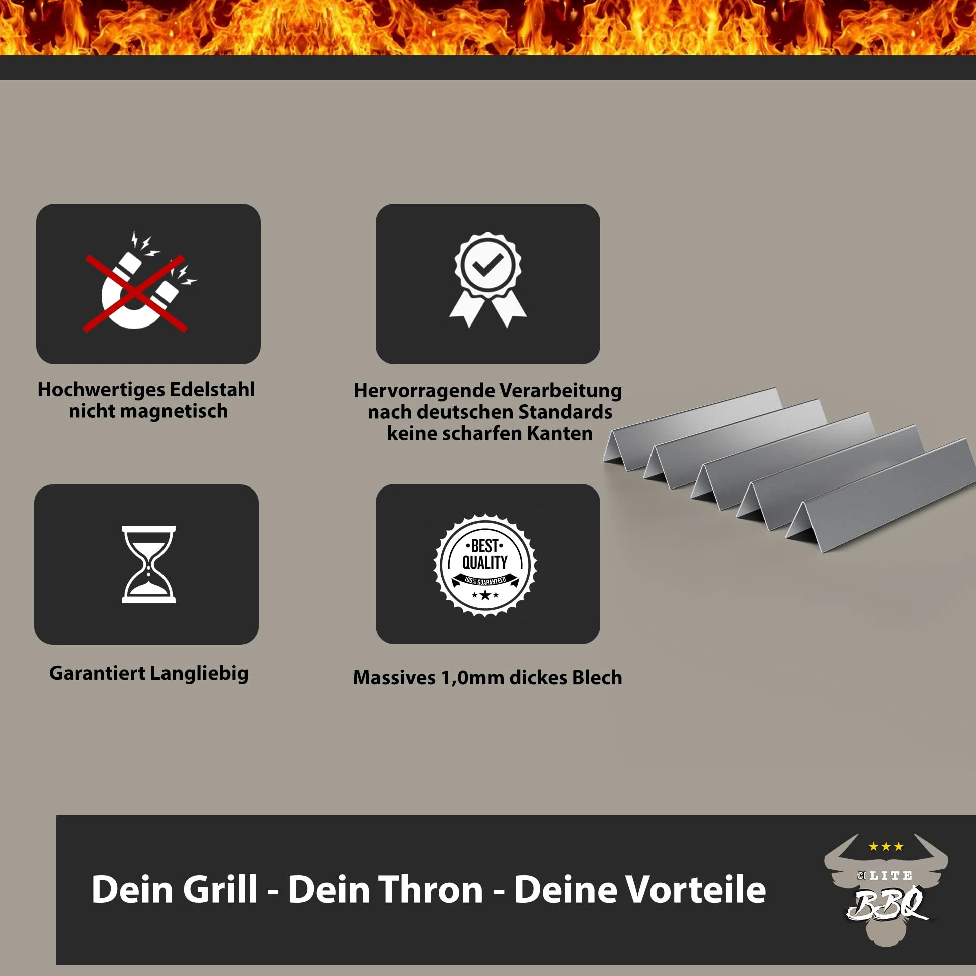 ELITE BBQ Rieles aromáticos adecuados para Weber Spirit 320, Flavorizer Bars Spirit 320, Flavorizer Bars Spirit 320, barras aromáticas de acero inoxidable, Weber Flavorizer Bars Spirit 320, Weber