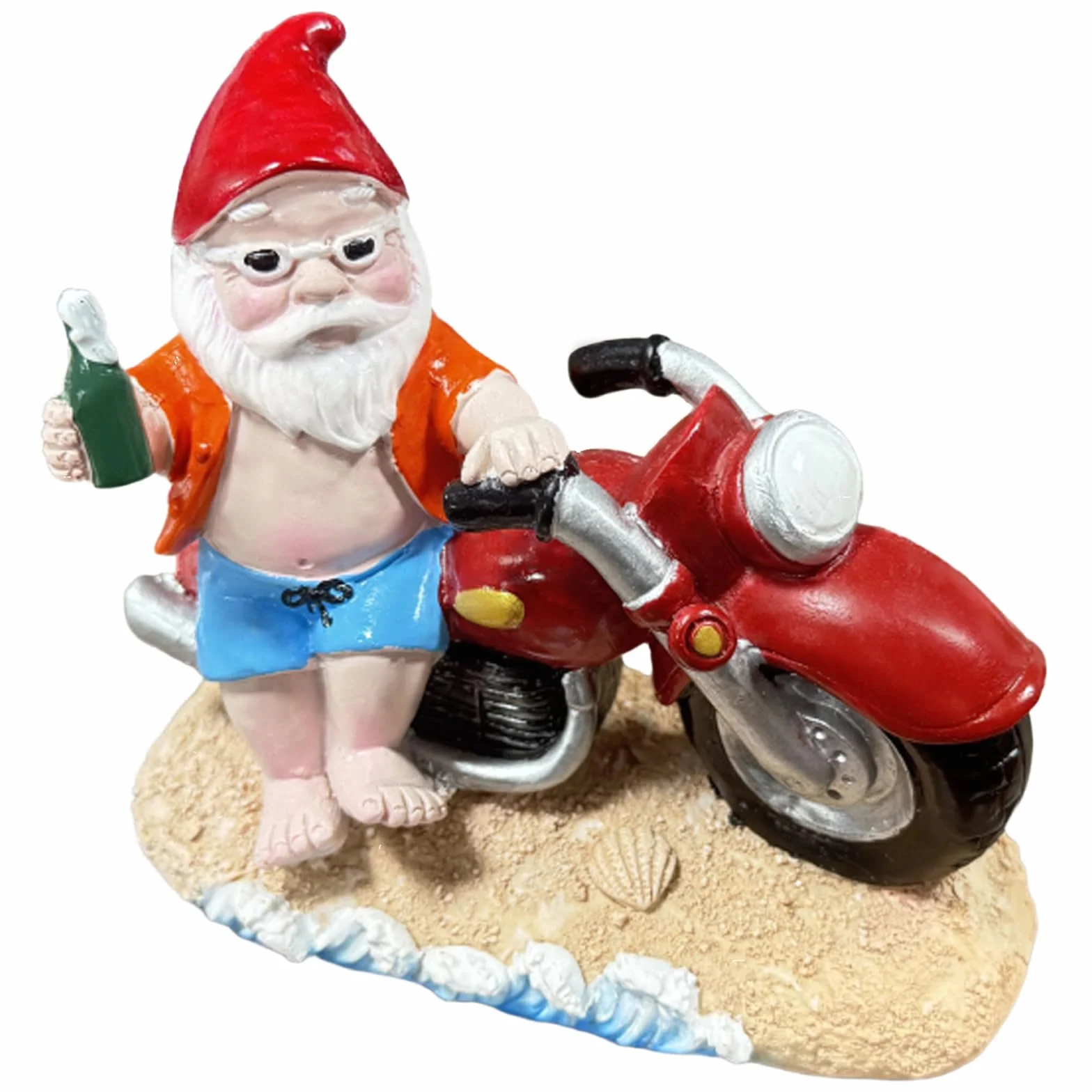 Enanito de jardín divertido para motocicleta, gnomos de jardín para exteriores, decoración de jardín para exteriores, figura de resina hecha a mano para balcón, terraza y césped, motocicleta, regalos