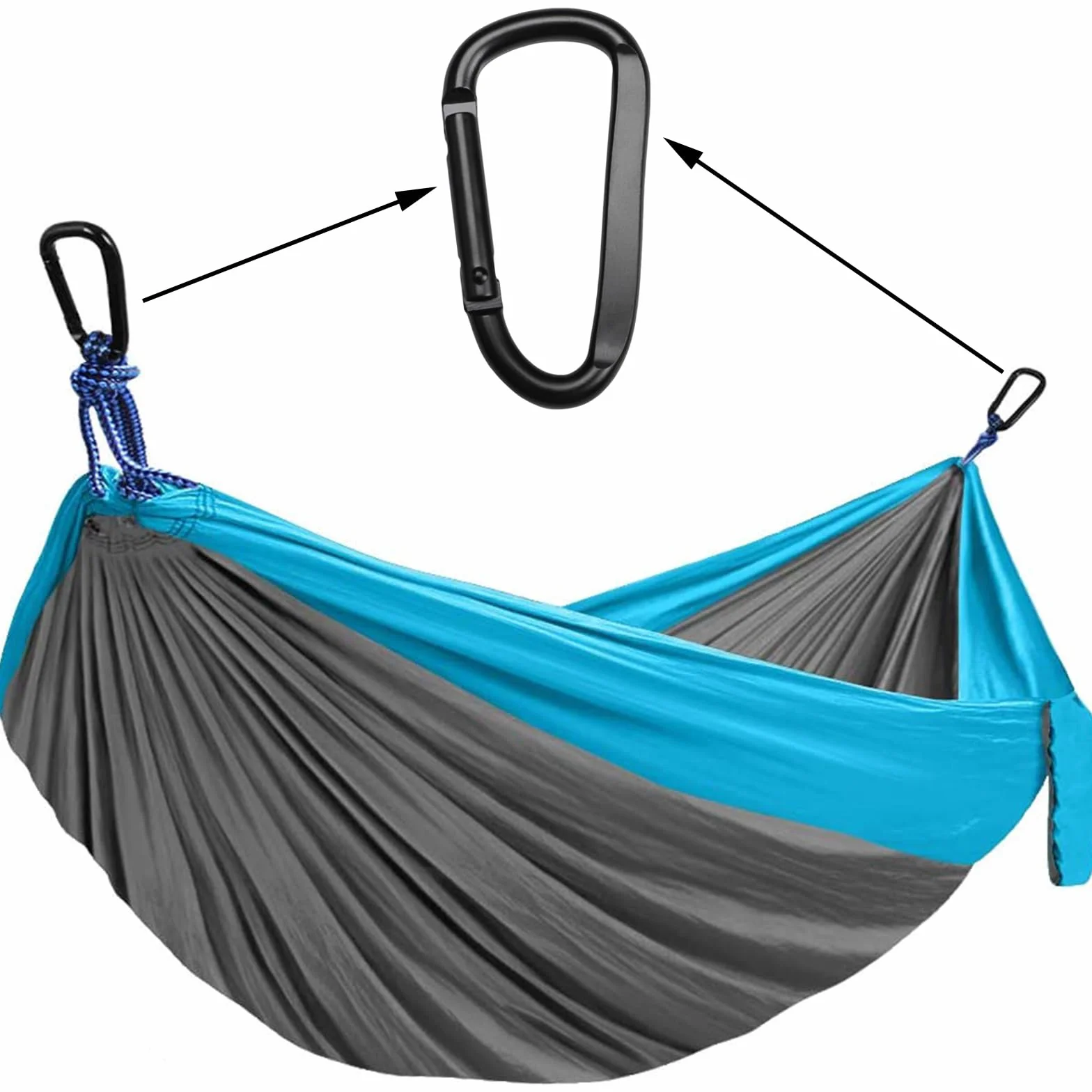 Mosquetones Acero Inoxidable 6,7cm Forma de D para Escalada Camping Senderismo (Negro)