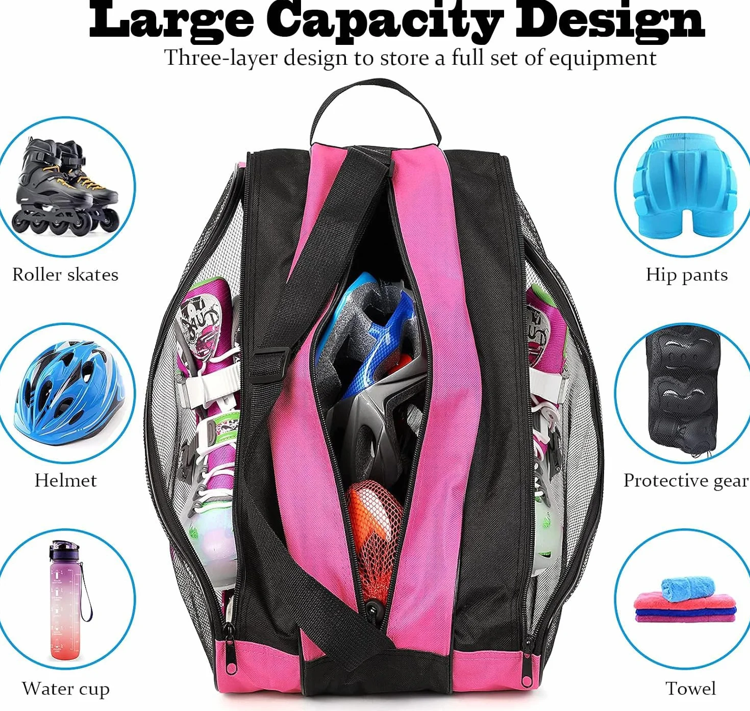 Bolsa para Patines de Tela Oxford, Transporte, Rosa