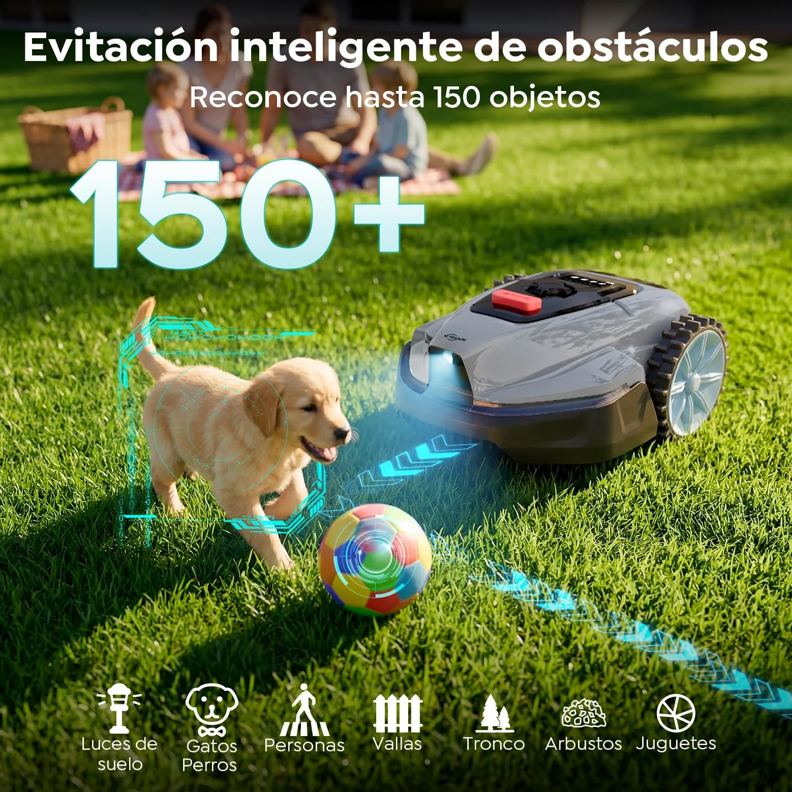 YARDCARE V3 Robot Cortacésped sin Cable Perimetral | Navegación Visual, Detección de 150+ Obstáculos, Control por App, 50 dB, Bandas Magnéticas