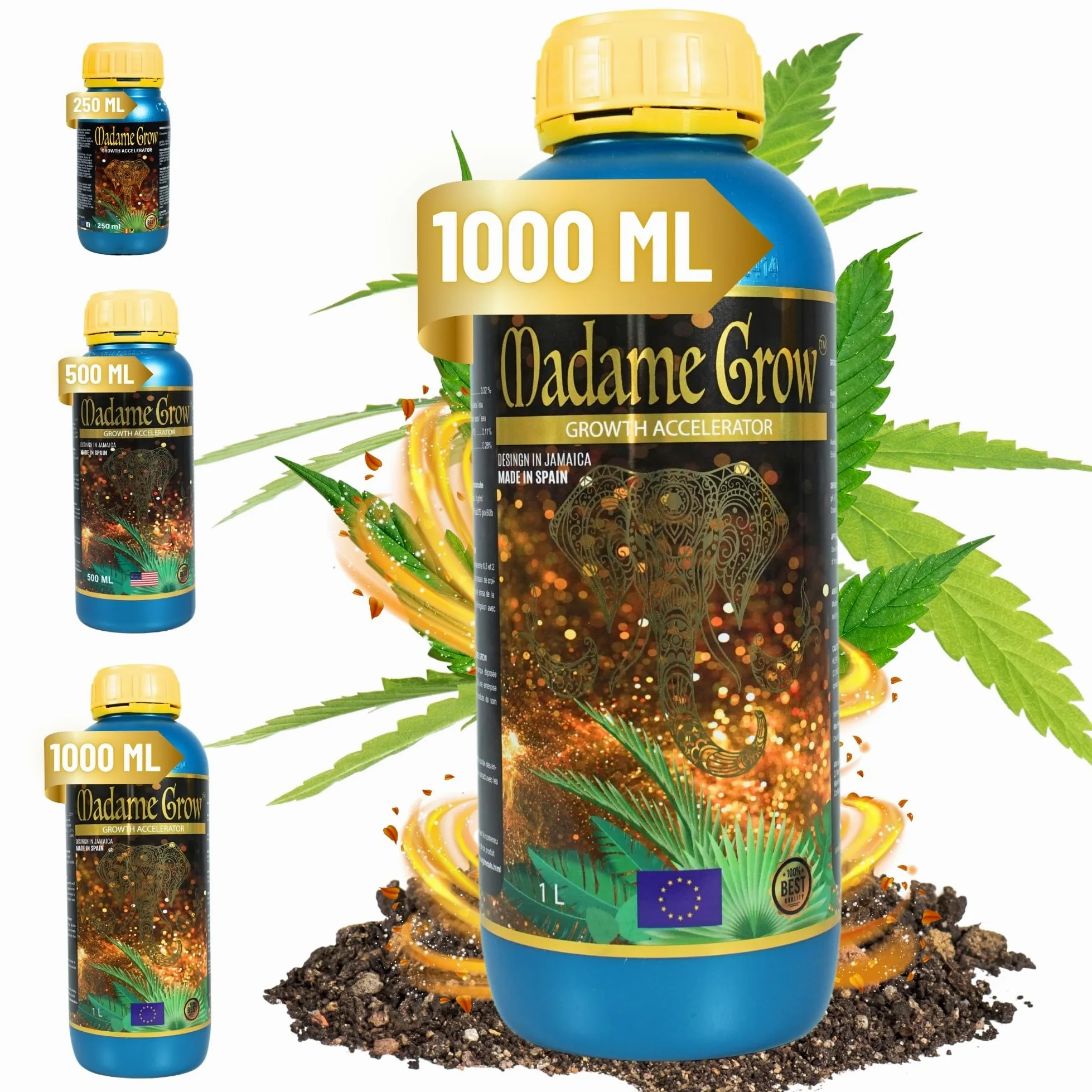MADAME GROW abono plantas - fertilizante plantas - abono plantas verdes - fertilizante plantas verdes - sustrato plantas verdes - abono para plantas - fertilizante universal (GROWTH ACCELERATOR 1L)