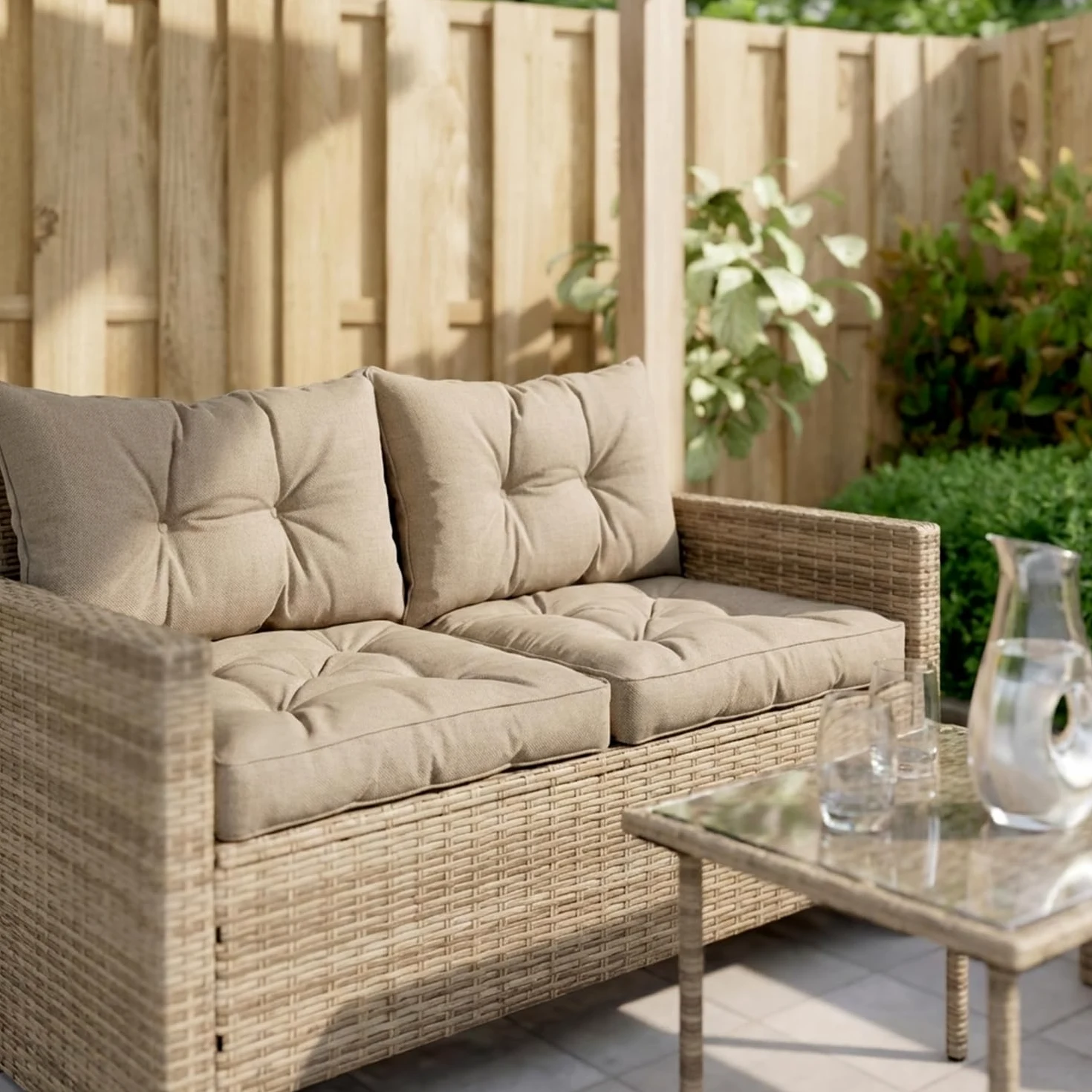 Cojín para Silla de Exterior 55x40 cm y Cojines Sillas Terraza 55x55 cm Beige