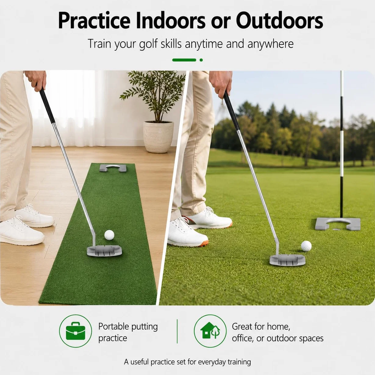 Juego de Putter de Golf para Niños con 2 Pelotas y Bolsa