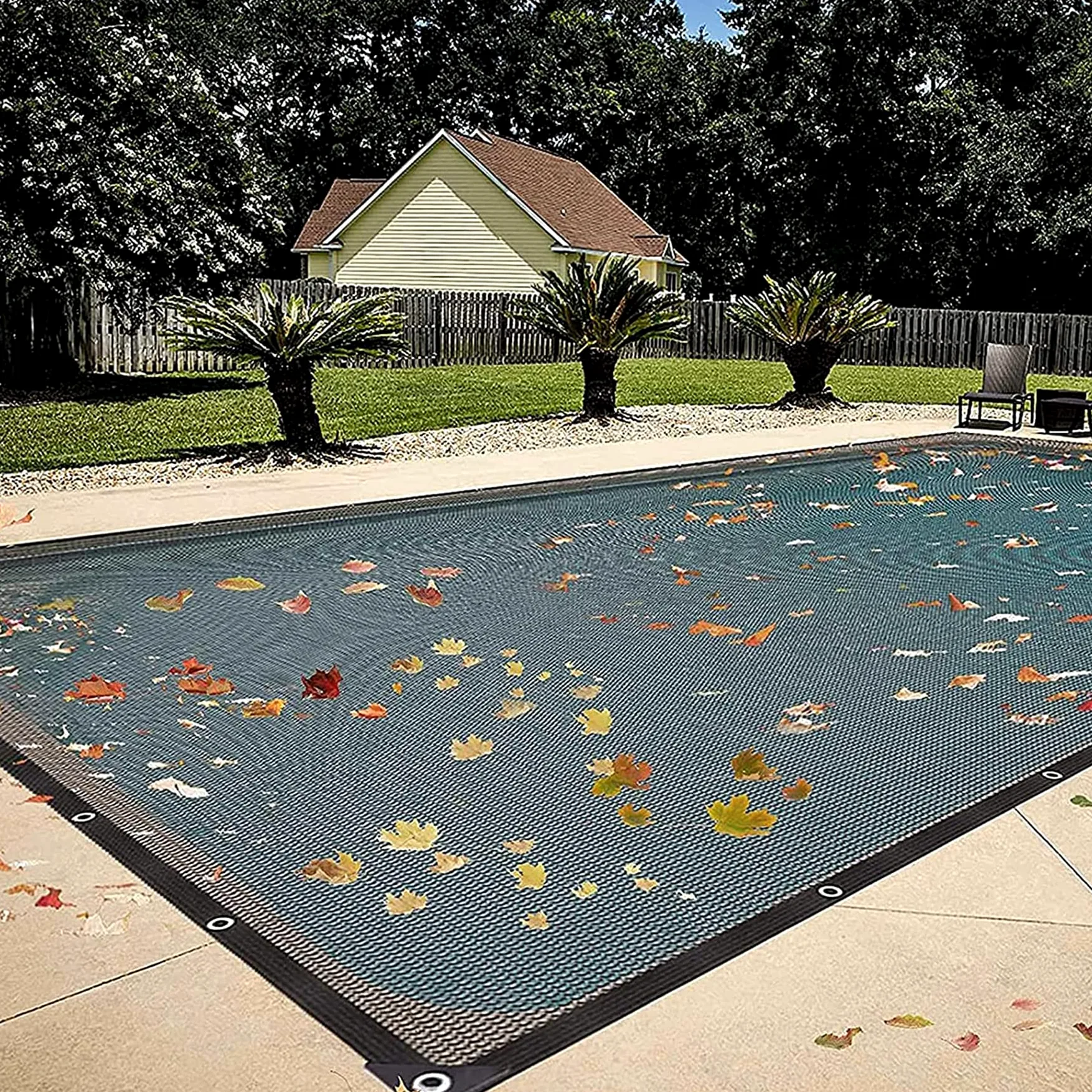 Red de cubierta de alberca rectangular sobre el suelo, cubierta duradera de invierno para bloquear hojas y escombros, proteger tu piscina (tamaño: 2 x 2 m)