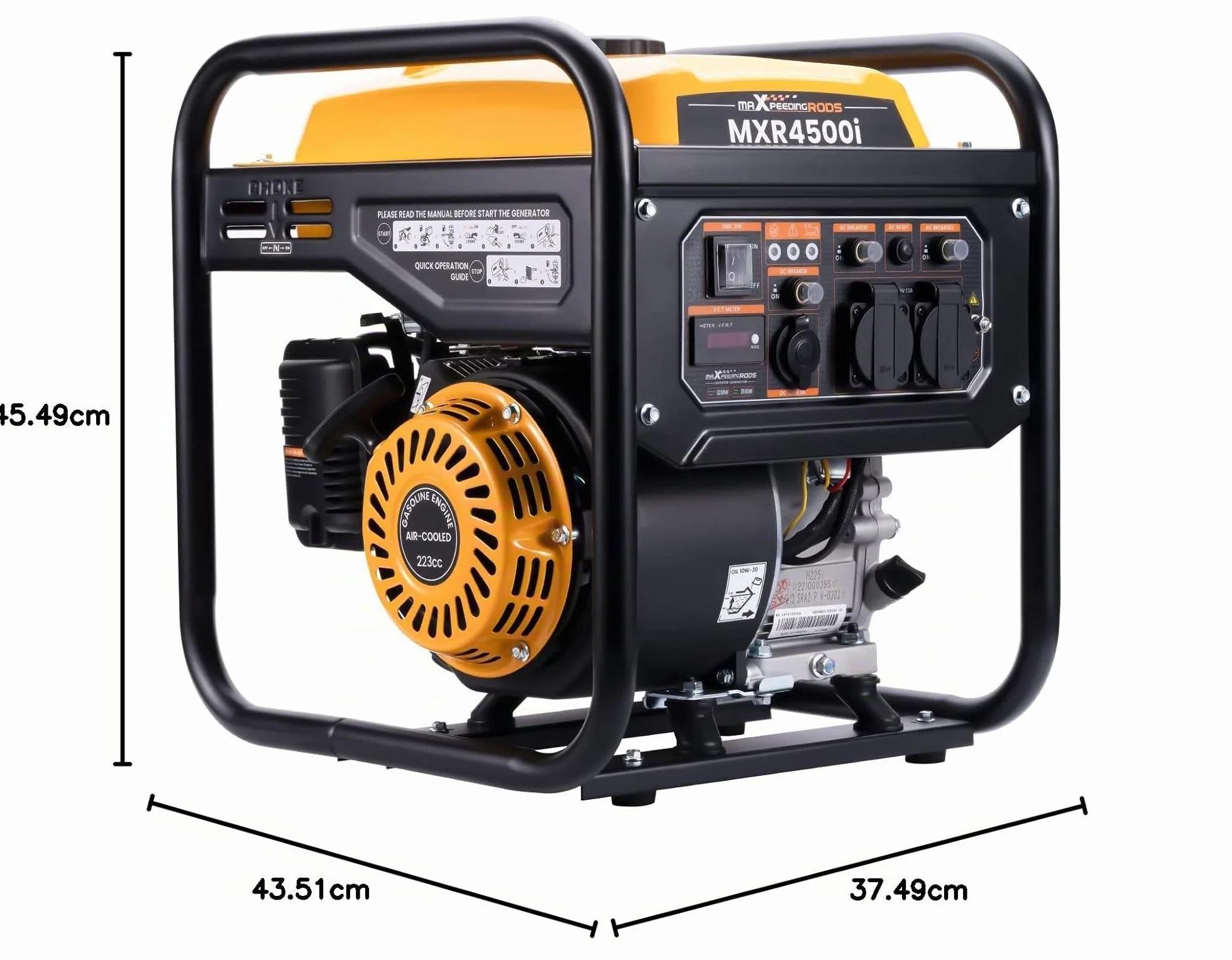 maXpeedingrods Generador inversor portátil de 3500 W, 4 tiempos, onda sinusoidal pura, generador de gasolina para camping, RV, viajes, hogar o lugares de trabajo