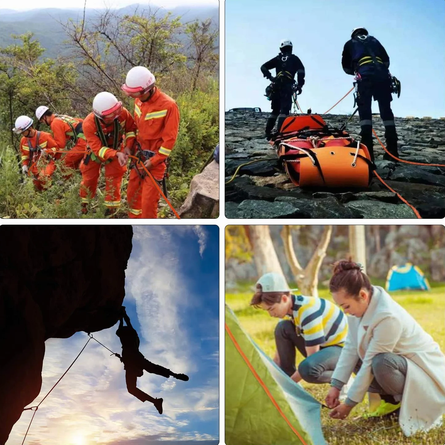Cuerda Multifuncional para Exteriores D10 mm Nailon 1200kg Carga Rescate Montañismo Escalada