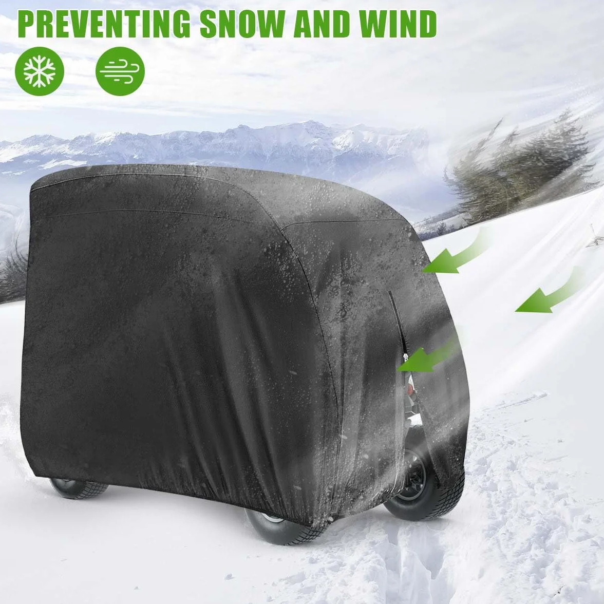 KISEER cubierta impermeable 400D para carrito de golf EZ GO Club Car Yamaha, a prueba de polvo (negro)