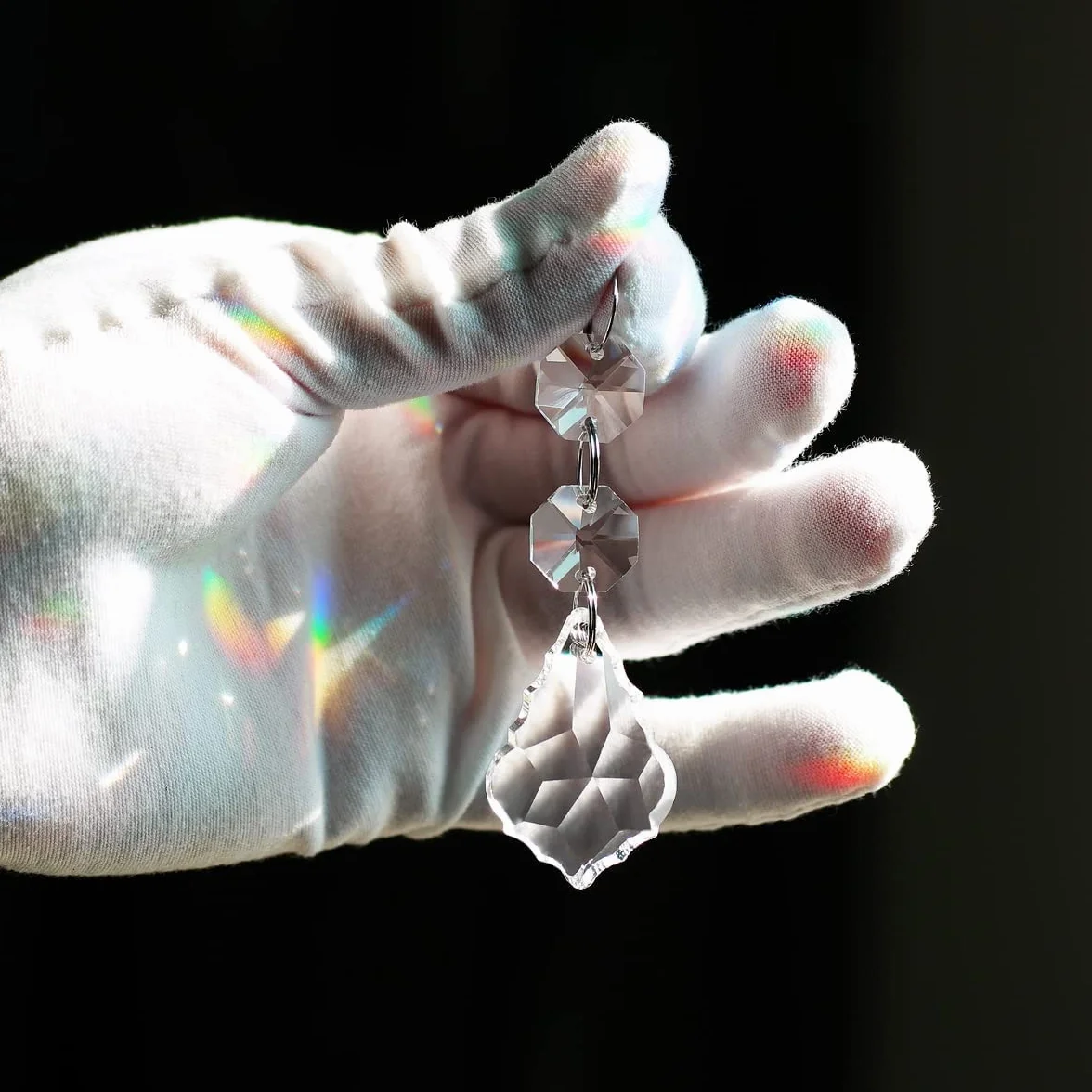 20 piezas de repuesto para lámpara de araña de cristal de hoja de arce, cuentas de cristal colgantes de 38 mm para decoración de boda, transparente
