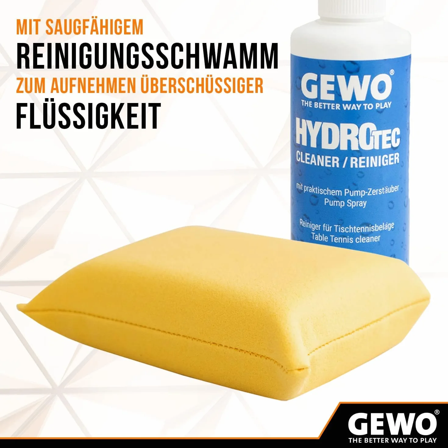 Gewo HydroTec Juego de Limpieza Ping-Pong Mesa 100 ml Spray Agarre Esponja Absorbente Limpiador sin Disolventes