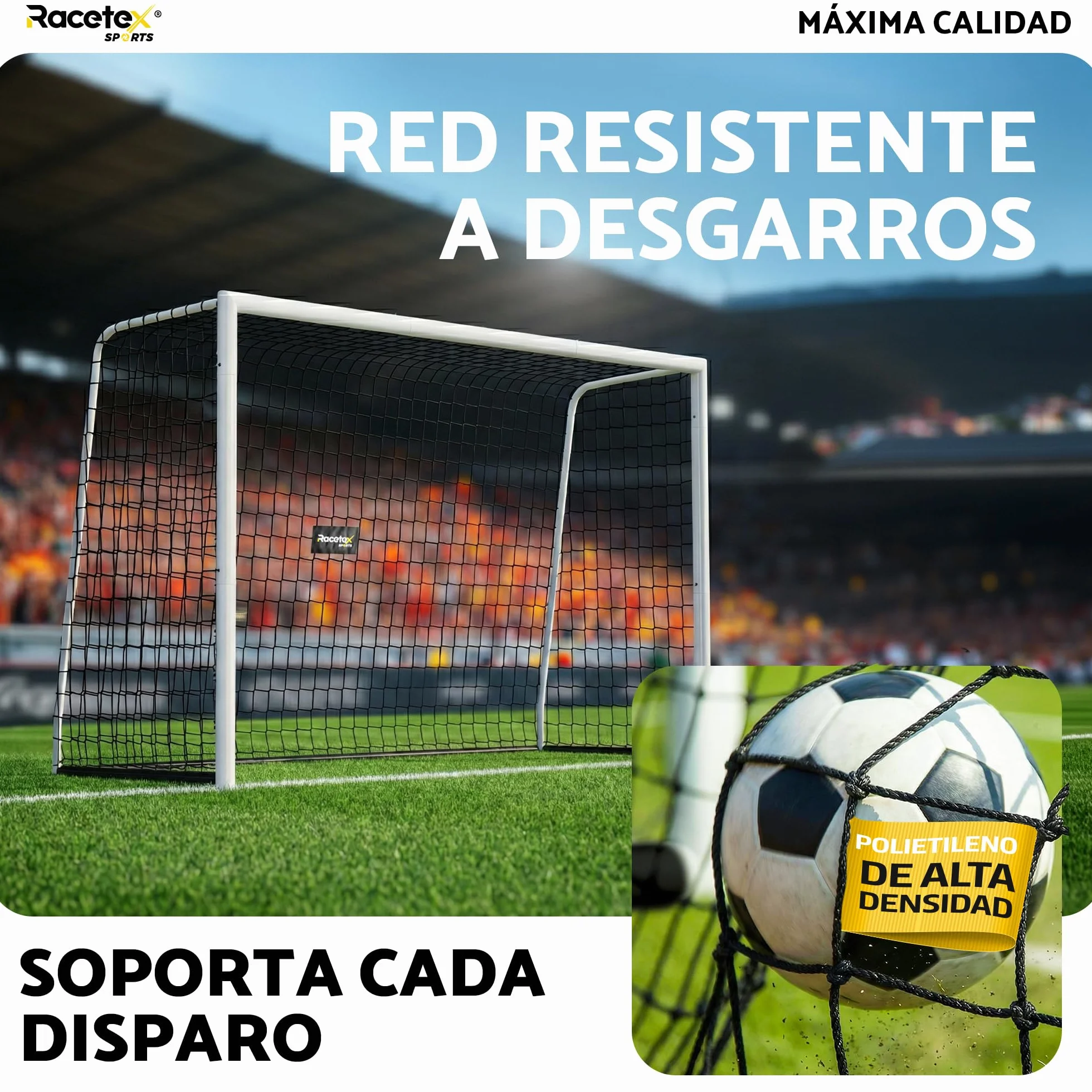 Portería de fútbol Racetex para jardín con marco de acero estable y anclaje de acero inoxidable