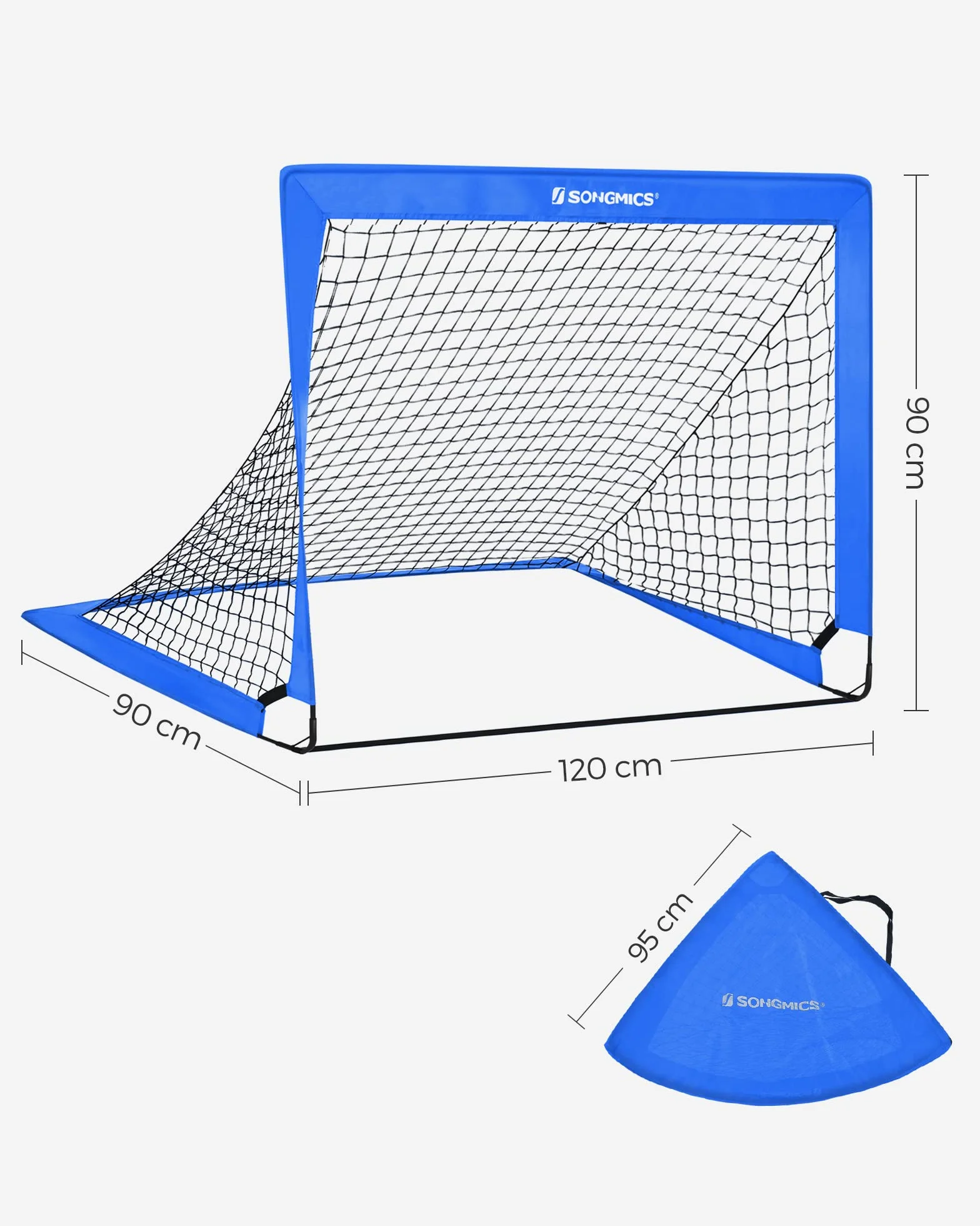 SONGMICS Porterías de Fútbol Plegables para Niños, Fibra de Vidrio Elástica, Tela Oxford, Juego de 2
