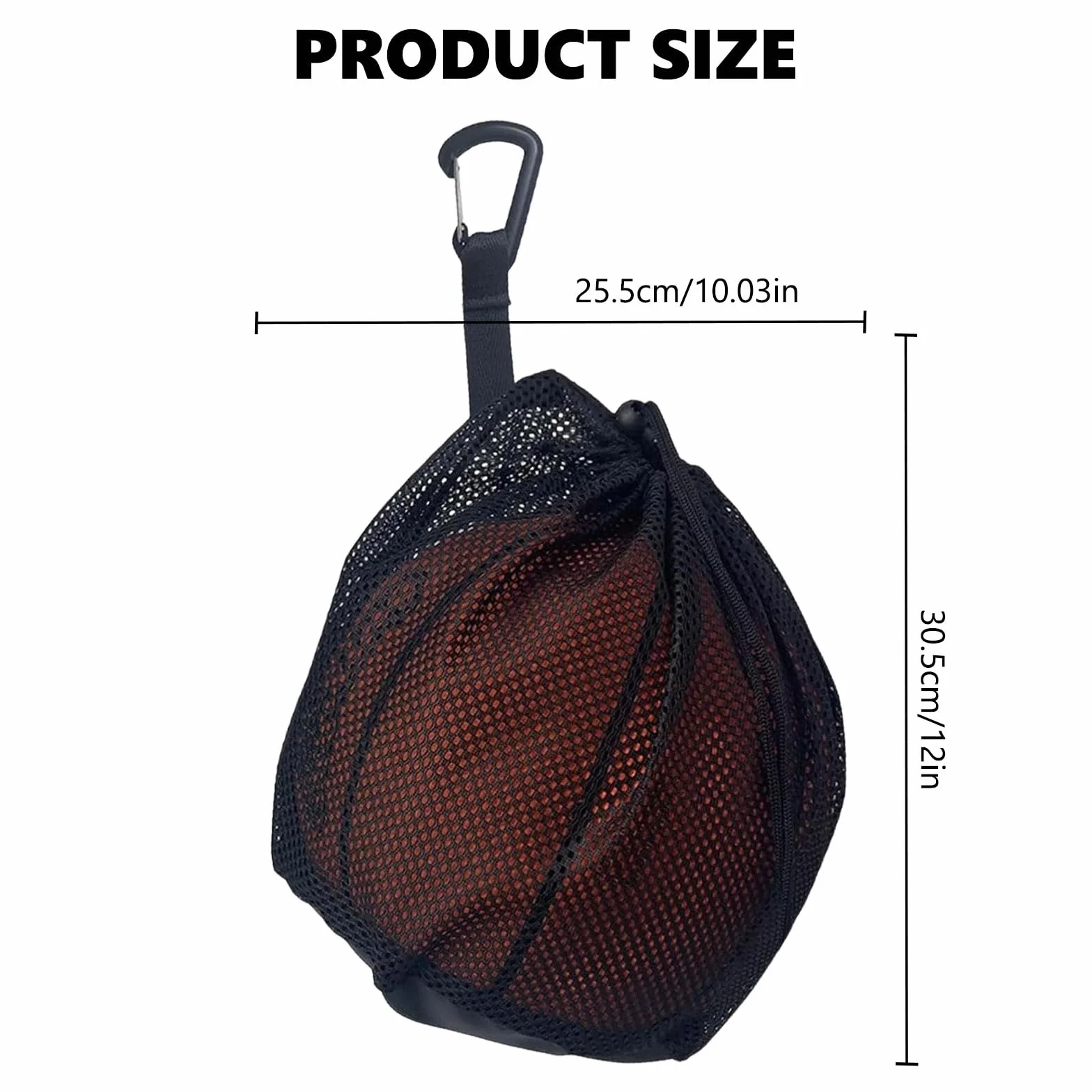 Bolsa de Malla Transpirable para Balones, 1 Balón con Cremallera, Negra