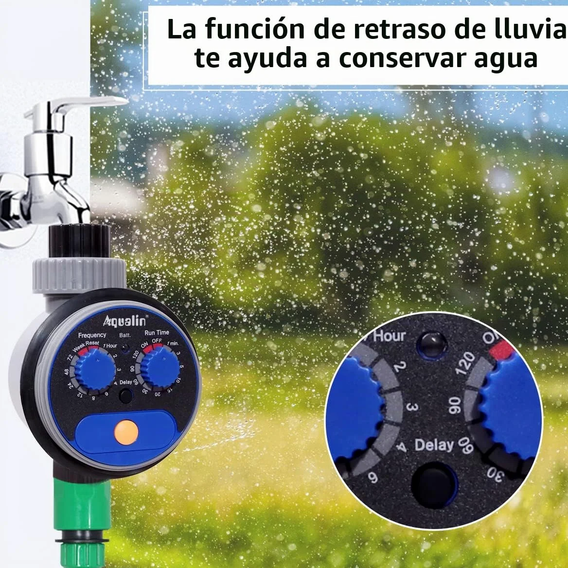 Reloj de riego de jardín con válvula de bola, actualización de computadora de agua, no se requiere presión de agua..