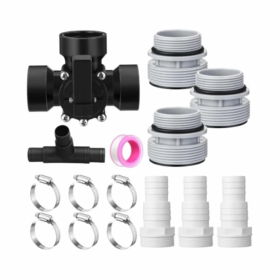 Zoegneer Adaptador de manguera de válvula desviadora de piscina de 3 vías para puertos de 1/4 pulgada o 1/2 pulgada, adaptador de manguera de plástico para circulación y filtración eficiente en