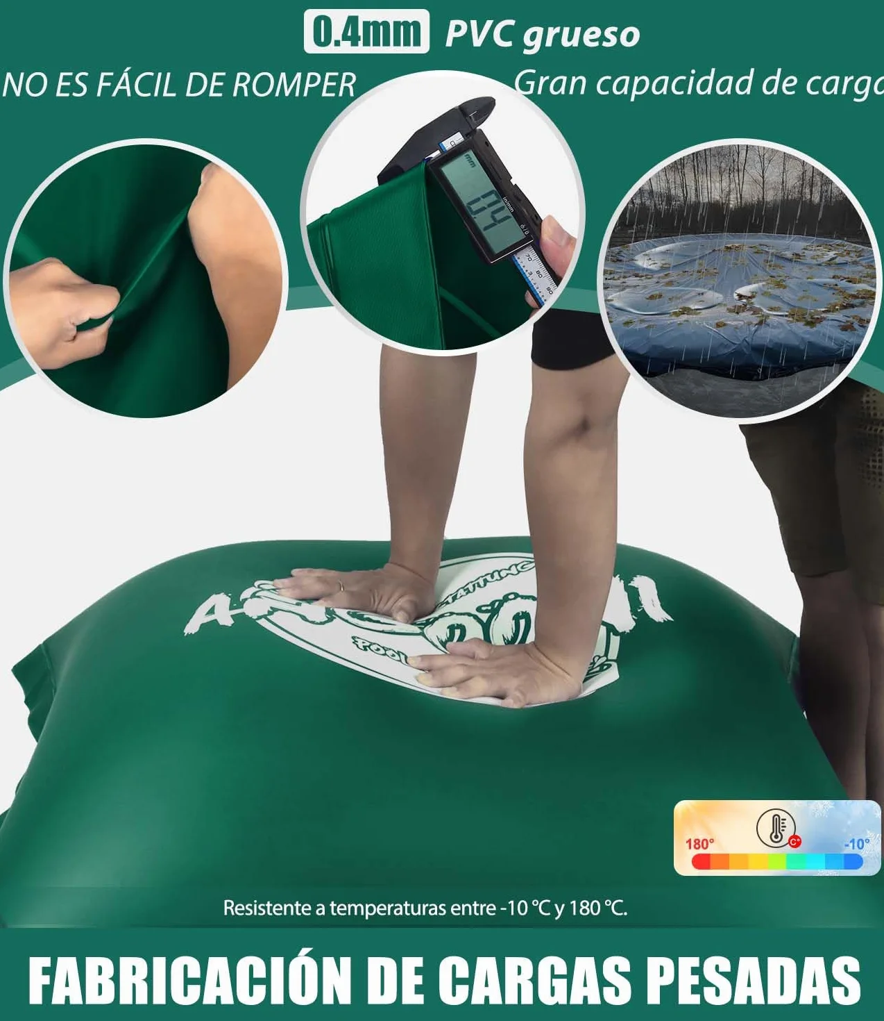 Angooni Cojín de piscina de invierno 200 x 450 cm XXL (para piscinas de 320 – 750 x 550 – 860 cm) | Cojín de aire para piscina con doble costura para cubierta de piscina | Cojín de piscina para el