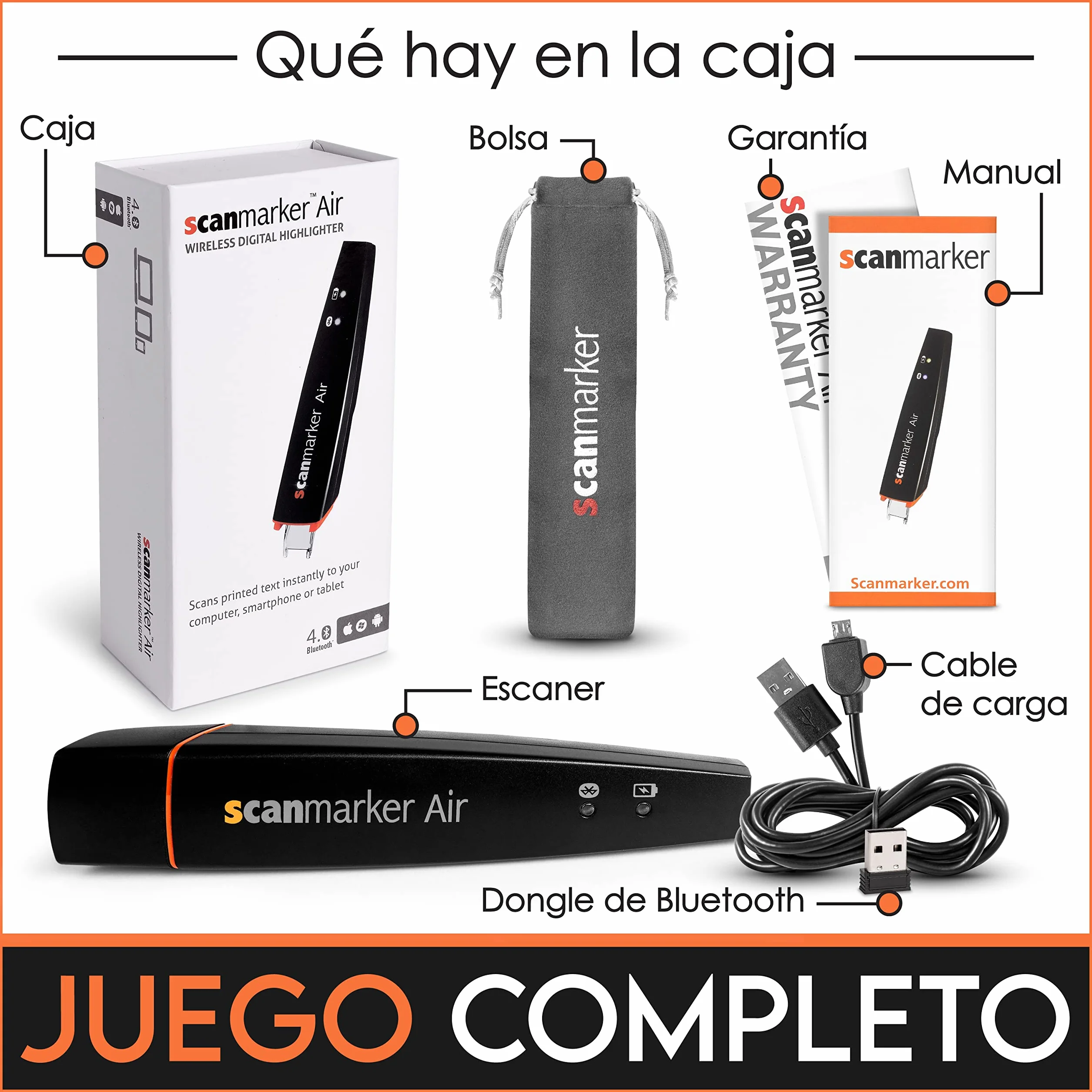 Scanmarker Air Lápiz Escáner Lector OCR Digital Inalámbrico Negro