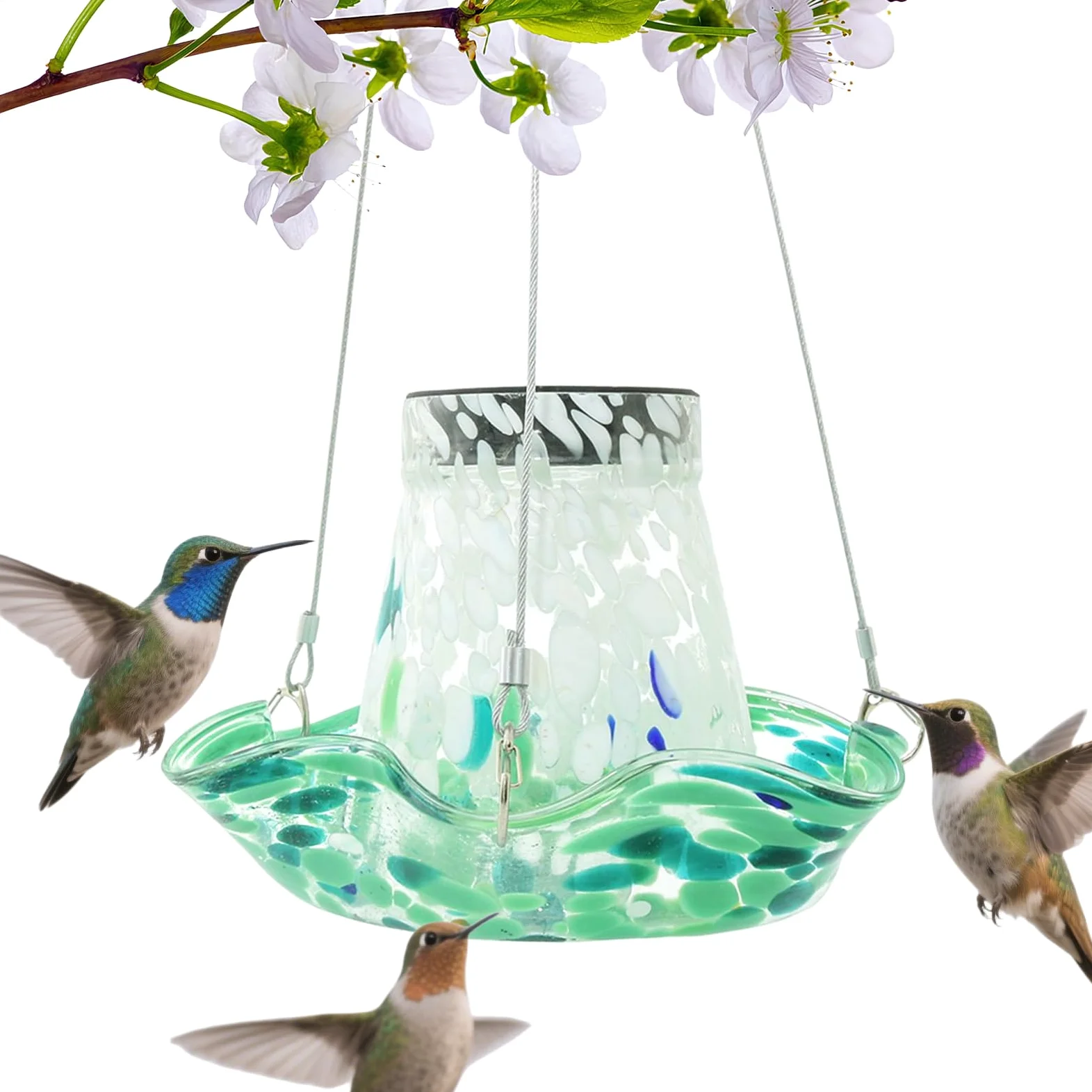 Bebederos para Colibríes Exteriores Alimentadores Solares para Exterior | Bebedero Antifugas Con Vidrio Decoración Jardín Y Patio Exterior