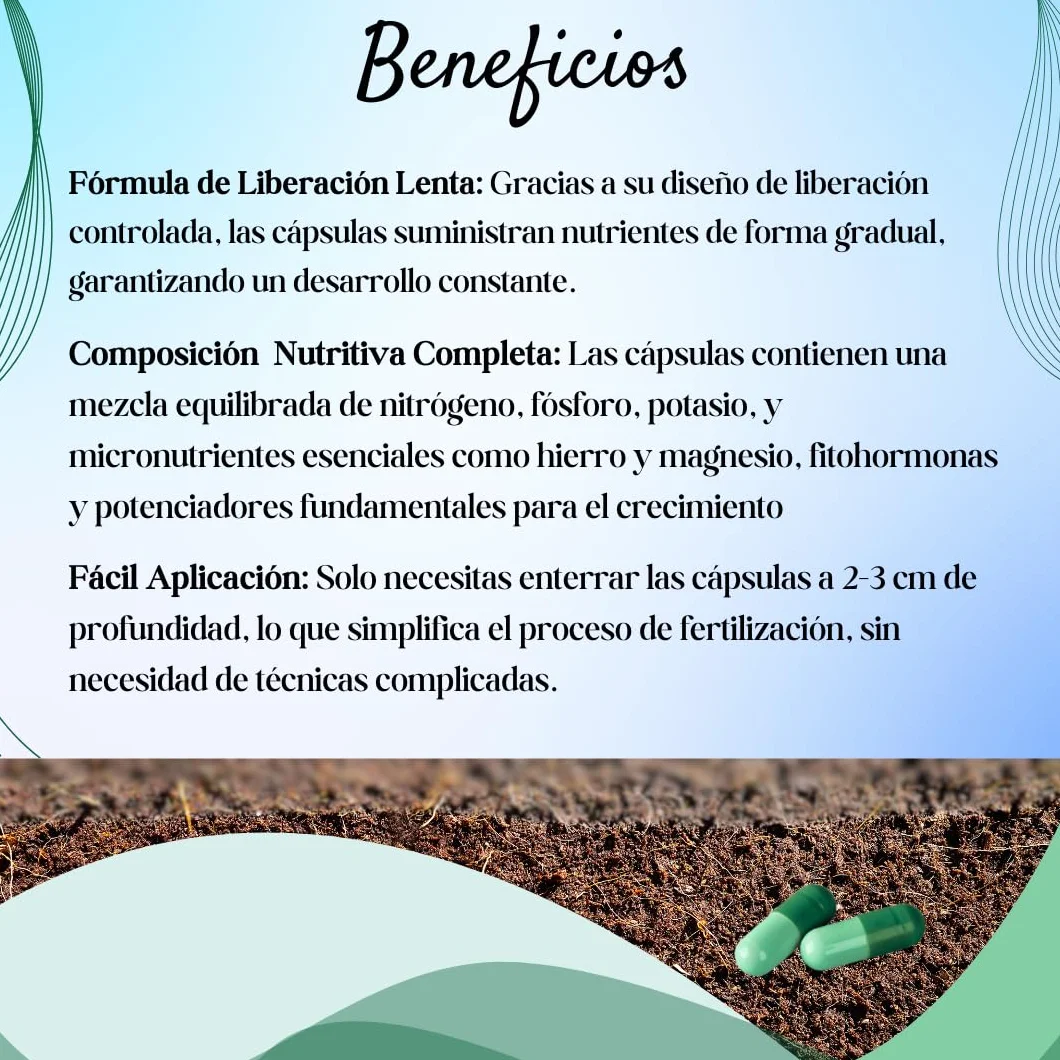 Natur Cápsulas de Abono para Raíces, Potenciador del Crecimiento, Abono Completo con todos los Nutrientes para Plantas de Interior, Exterior y Jardín, 100 Pastillas.