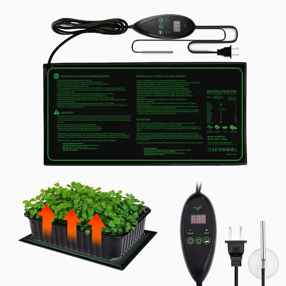 Estera Calefactora para Plantas, Alfombrilla de Calor con Termostato, 20x10 Pulgadas, Negro