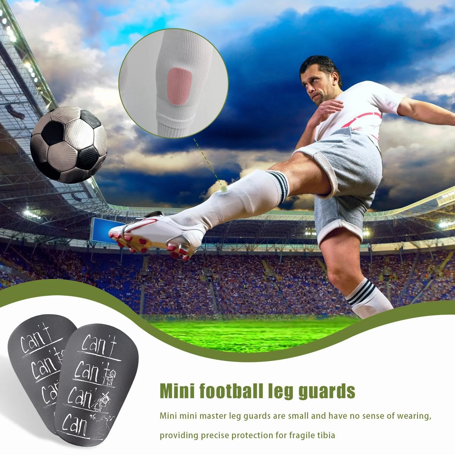 Espinilleras antideslizantes de fútbol 1 par protector entrenamiento equipo práctica