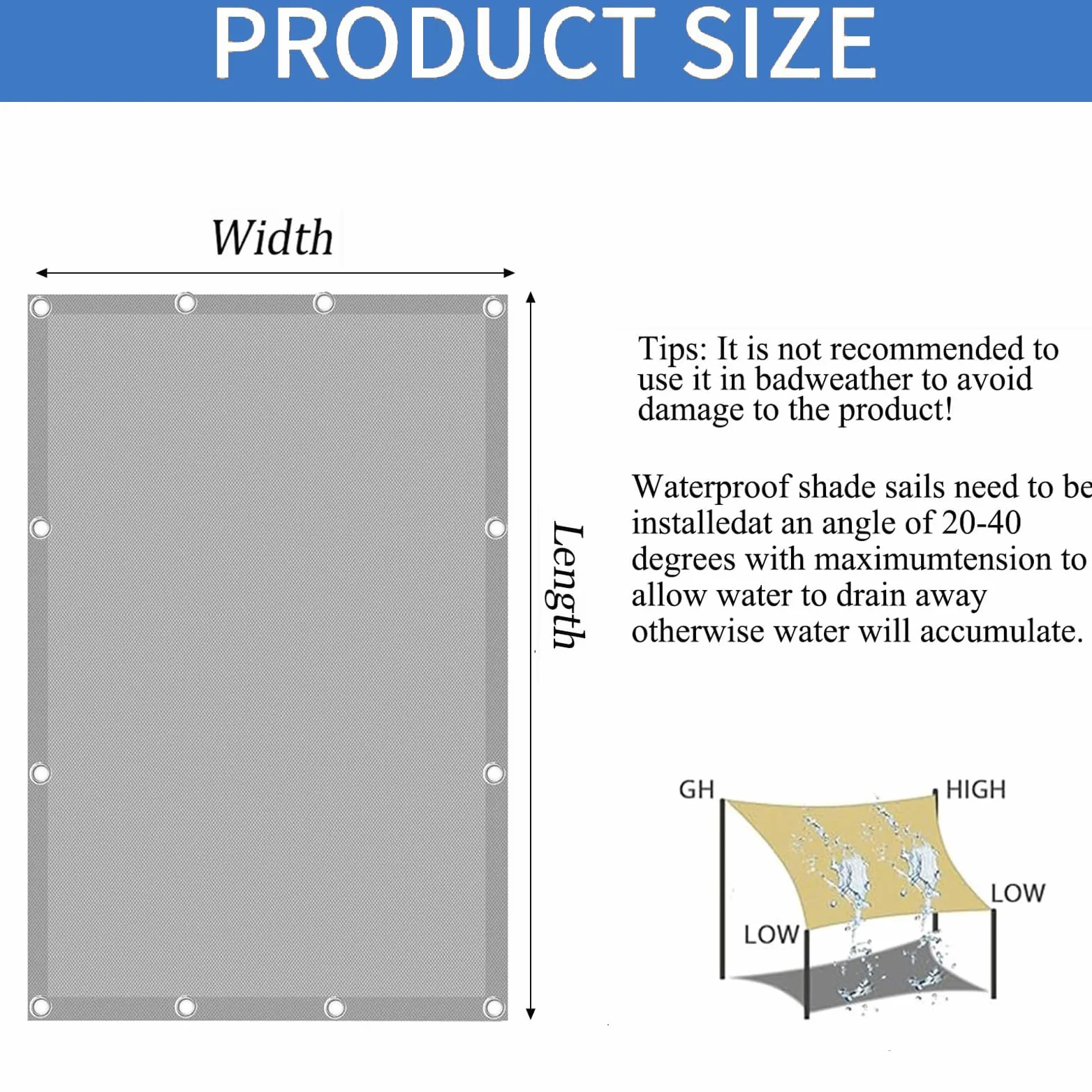 Toldo Vela de Sombra Impermeable 2.5x3M Toldo de Exterior Protección UV 95% Resistente al Desgarro con Ojales y Cuerdas, para Exteriores Patio Terraza Balcón Piscina Camping, Arena