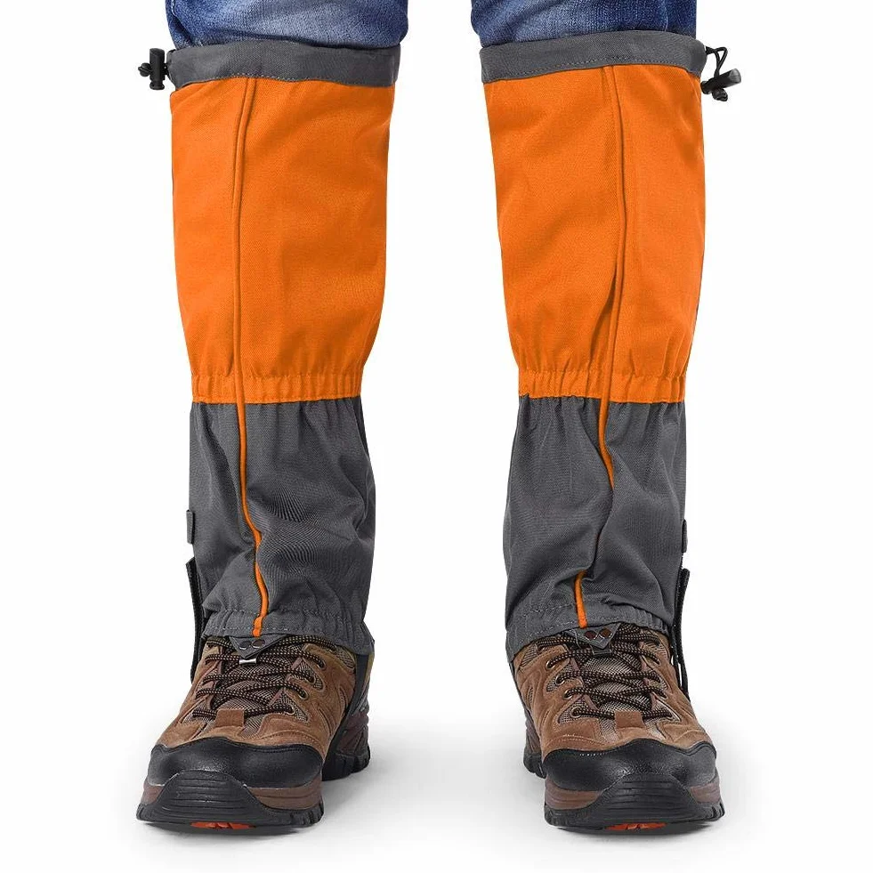 Dilwe Polainas Impermeables a Prueba de Viento para Senderismo Caminar Acampar Escalar Cazar Pescar Naranja