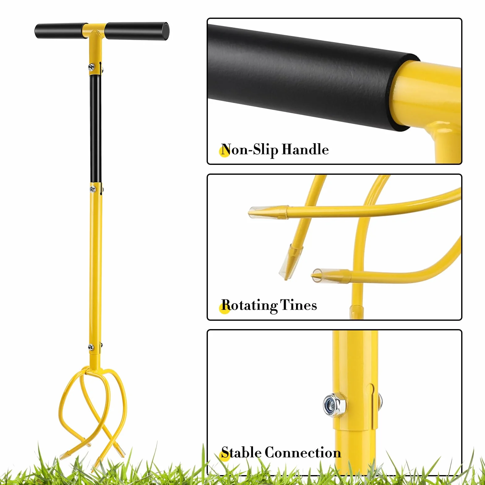SWAWIS Manual Twist Tiller Garra de Jardín, Cultivador con Mango, Escarificador y Eliminador de Malezas en Uno, Ajustable en Altura, Desmontable para Aflojar el Suelo y Controlar Las Malezas