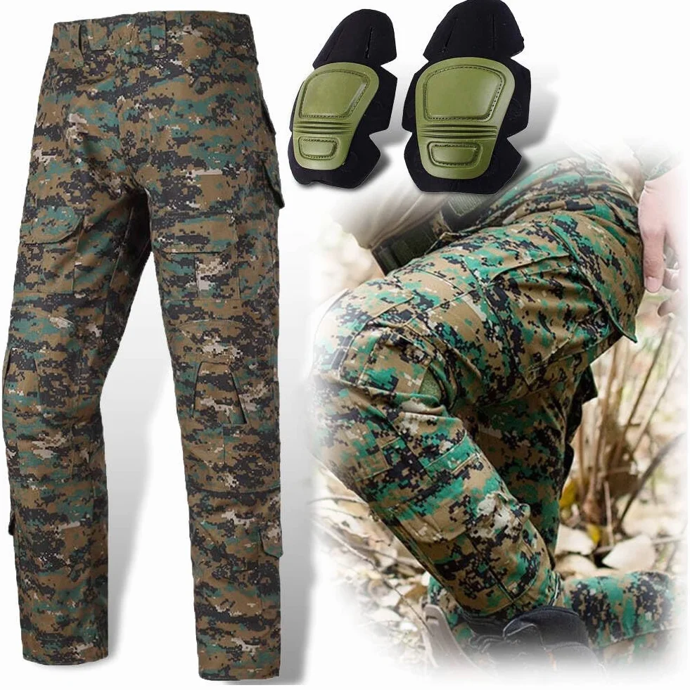 Pantalones militares tácticos AOR2 con rodilleras para hombre airsoft paintball