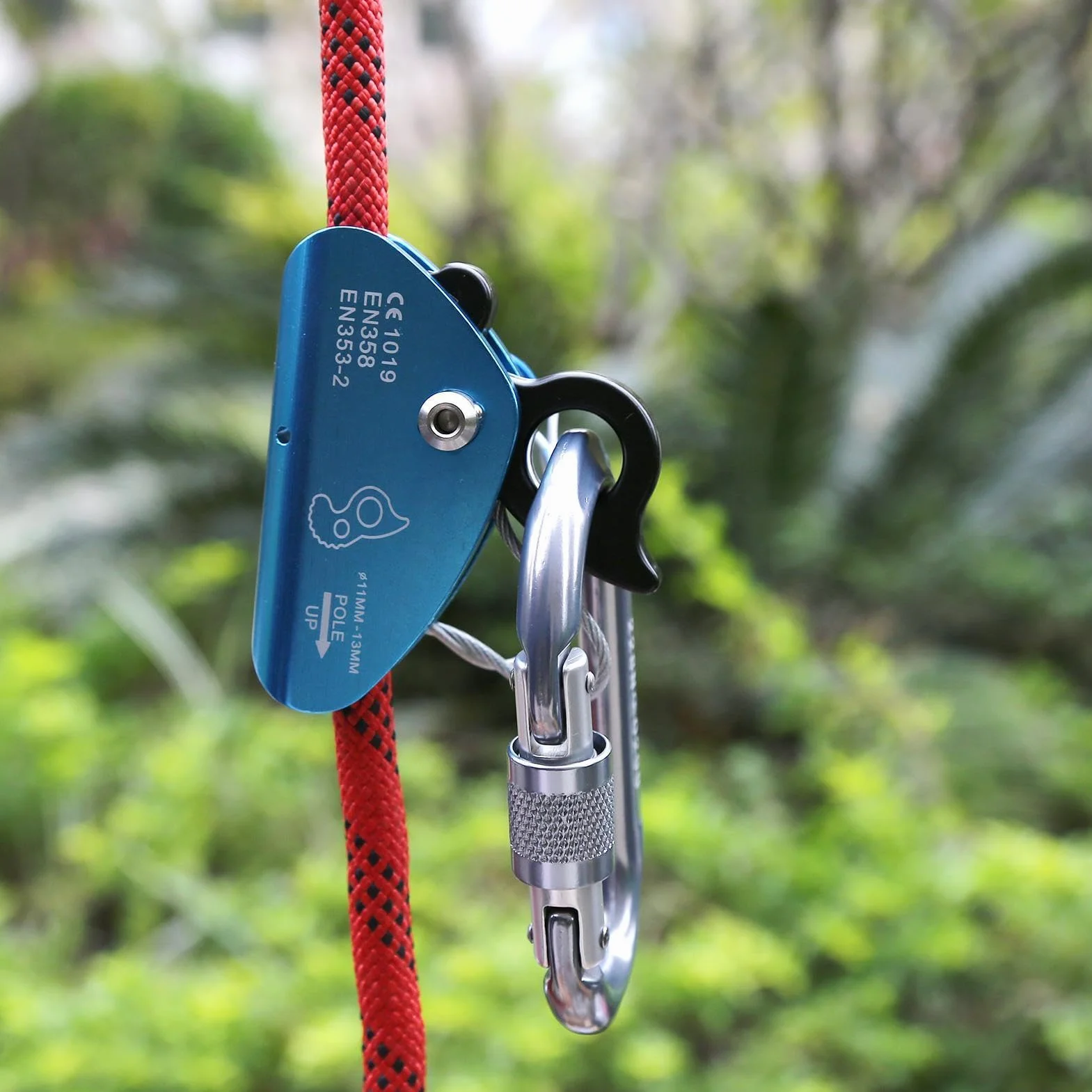 Dispositivo de Agarre de Cuerda Ultraligero 11-13mm para Rappel, Seguridad Autoblocante