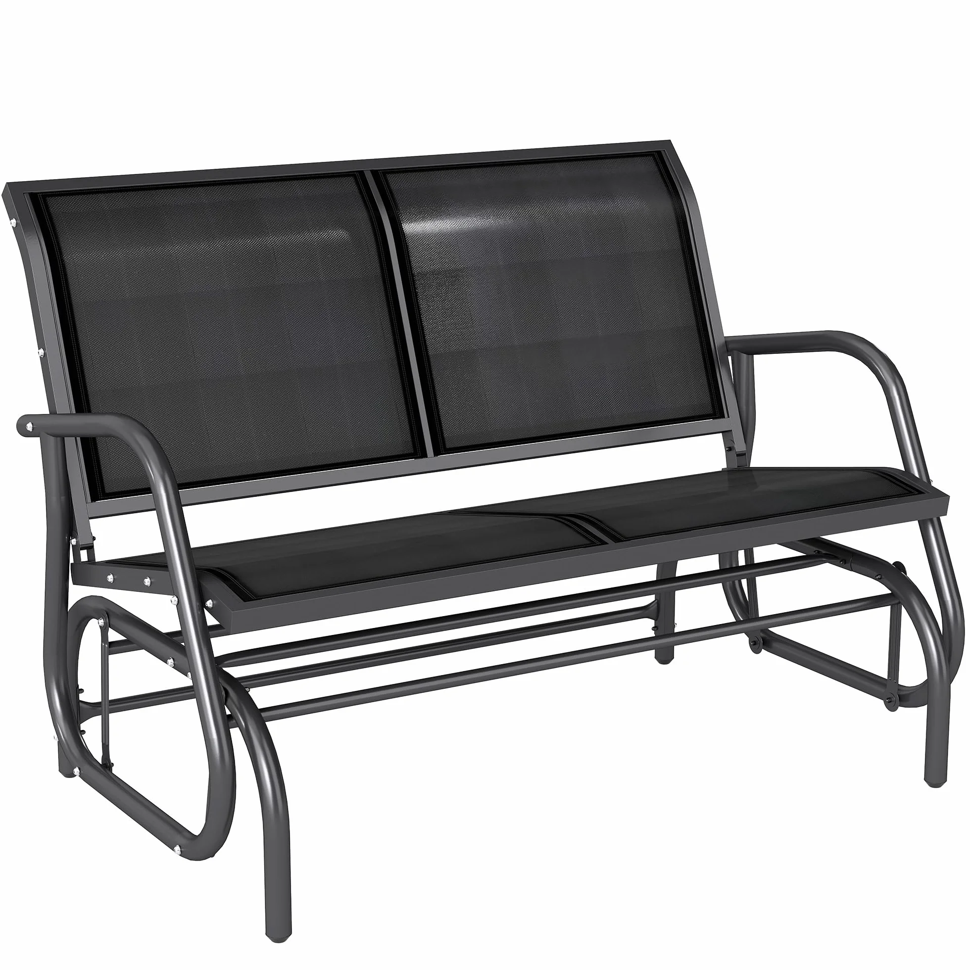 Outsunny Banco Balancín Tipo Silla Oscilante de Jardín o Patio con 2 Plazas 120x70x85 cm Carga 200kg Metal y Tela Texteline