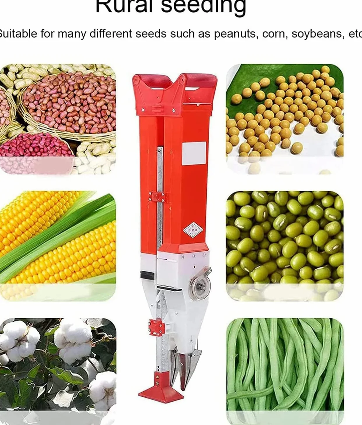 Sembradora portátil de fertilizantes, sembradora de plástico + sembradora manual, máquina sembradora manual ajustable, máquina sembradora de soja y maní, accesorio de jardín, para siembra de maní, m