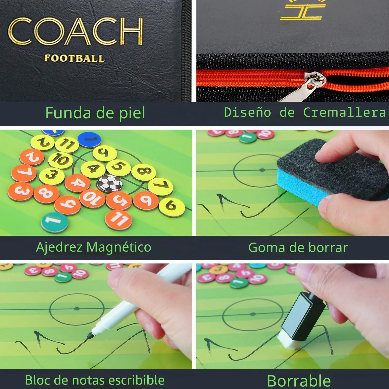 Pizarra Magnetica Futbol Entrenador con Imanes Lapiceros, Tablero de Tácticas de Fútbol para Entrenadores y Arbitros