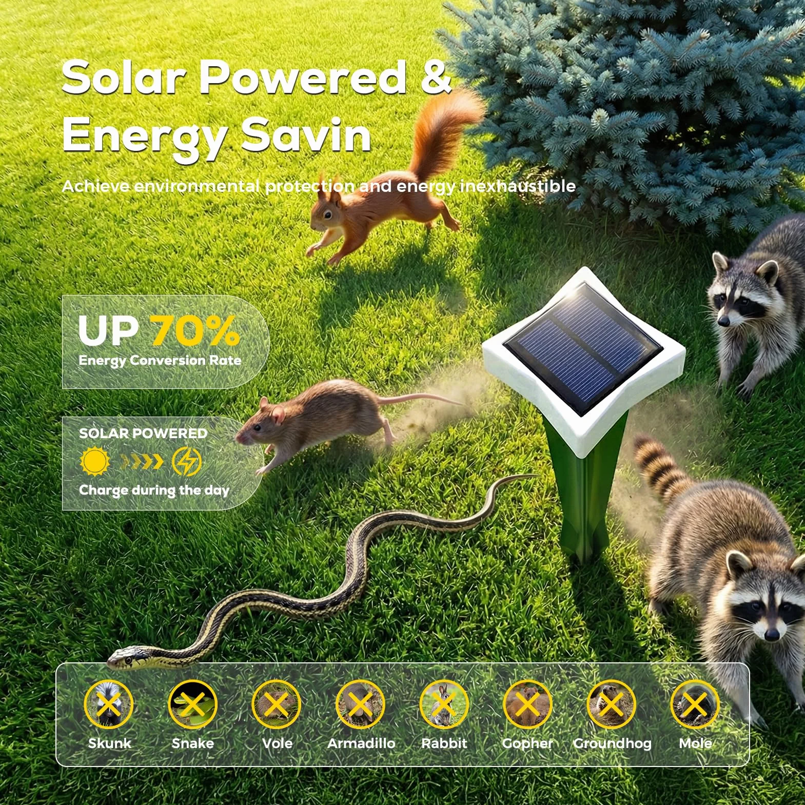 Repelente Gatos Solar con LED y 3 Modos, Paquete de 2/4 Ahuyentador Gatos para Jardín, Amplio Alcance y Protección contra el Agua Ahuyentador De Jabalies Ultrasónico para Topos, Ratas (2, Verde)