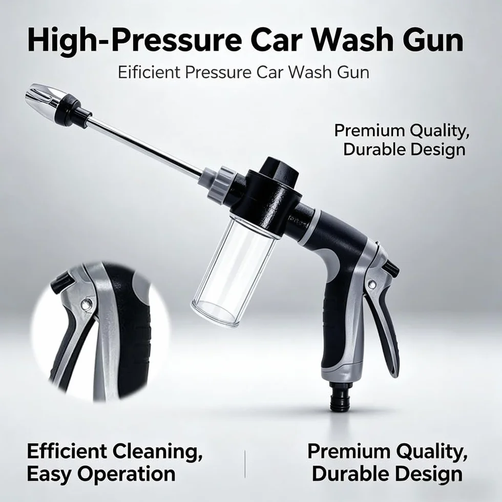 Aquoxis Pressure Washer, Pistola de Lavado a Presión Power Jet, Pistola de Agua de alta Presión Giratoria de 360° con Varilla Larga y 3 Conectores Metálicos