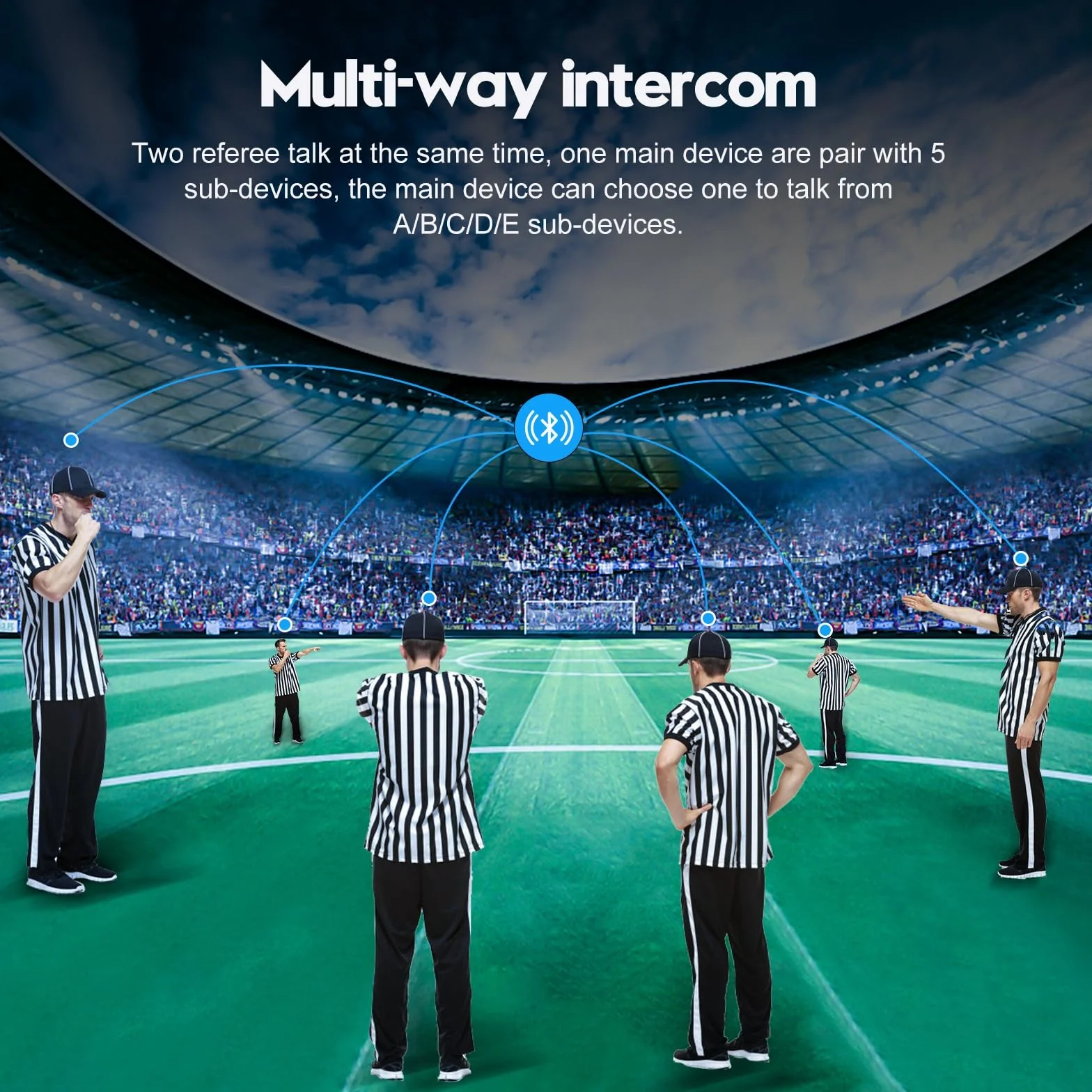 EJEAS V6C Intercomunicador Bluetooth para Árbitro de Fútbol, 800m, 2 Personas, Dúplex Completo