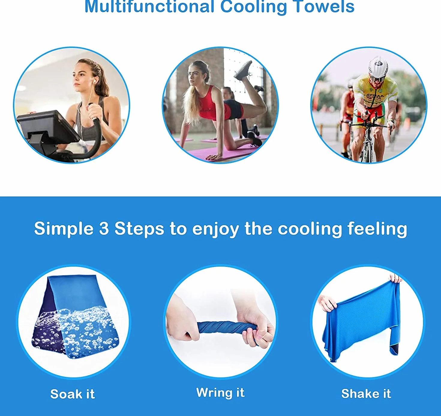 KATELUO 4 Pack Toalla de Enfriamiento Microfibra Deporte Fría Set Cooling Towel Fitness Gym Yoga