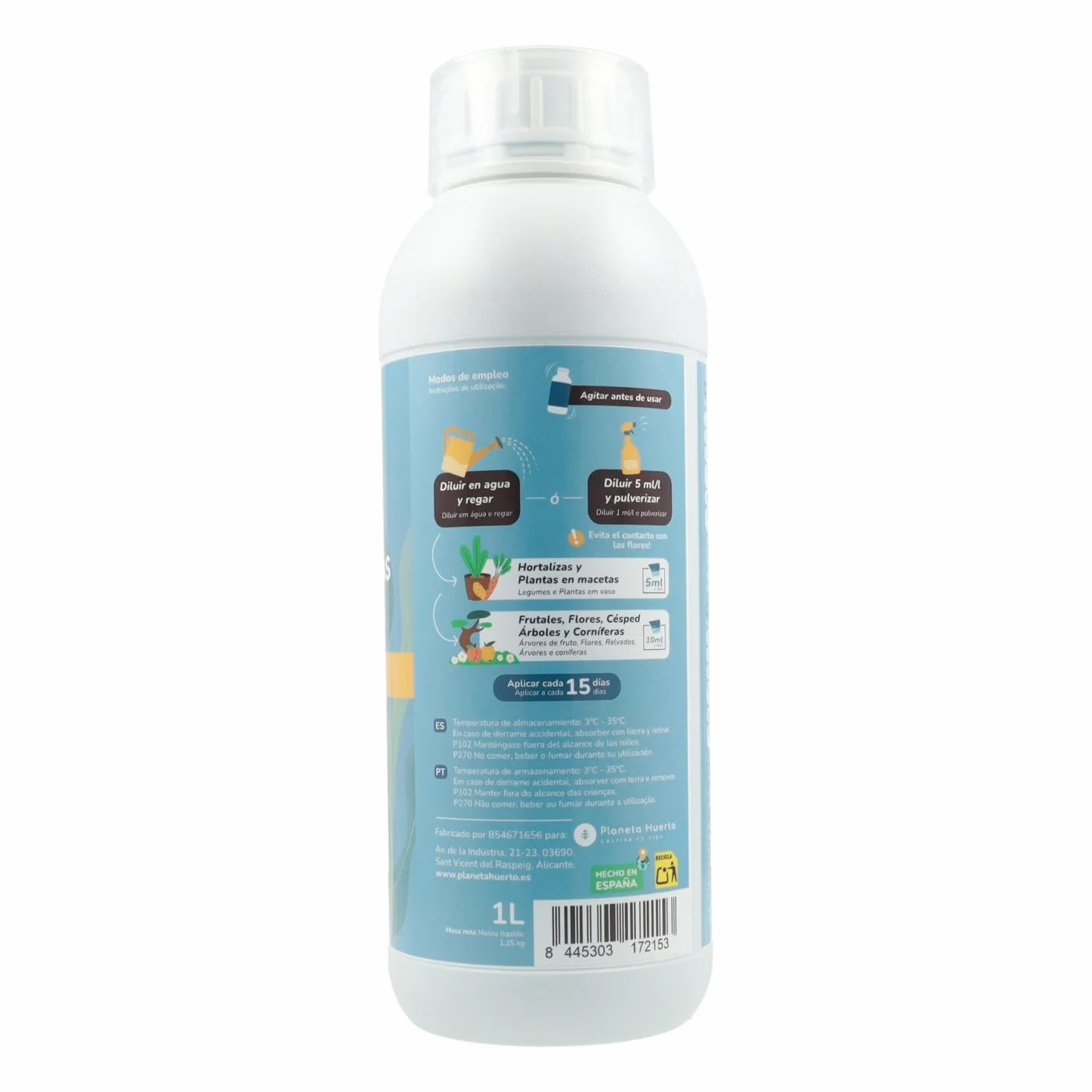 Planeta HUERTO | Abono Líquido de Algas Marinas 1 Litro: Fertilizante Líquido Concentrado de Extracto Natural de Algas Marinas con Aminoácidos y Sustancias Fitohormonales