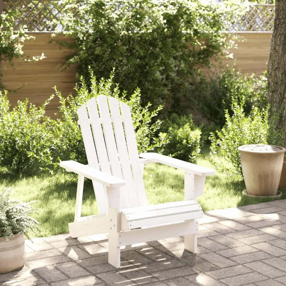 vidaXL Silla Adirondack Madera Maciza de Abeto Blanco 69x85x90,5 cm