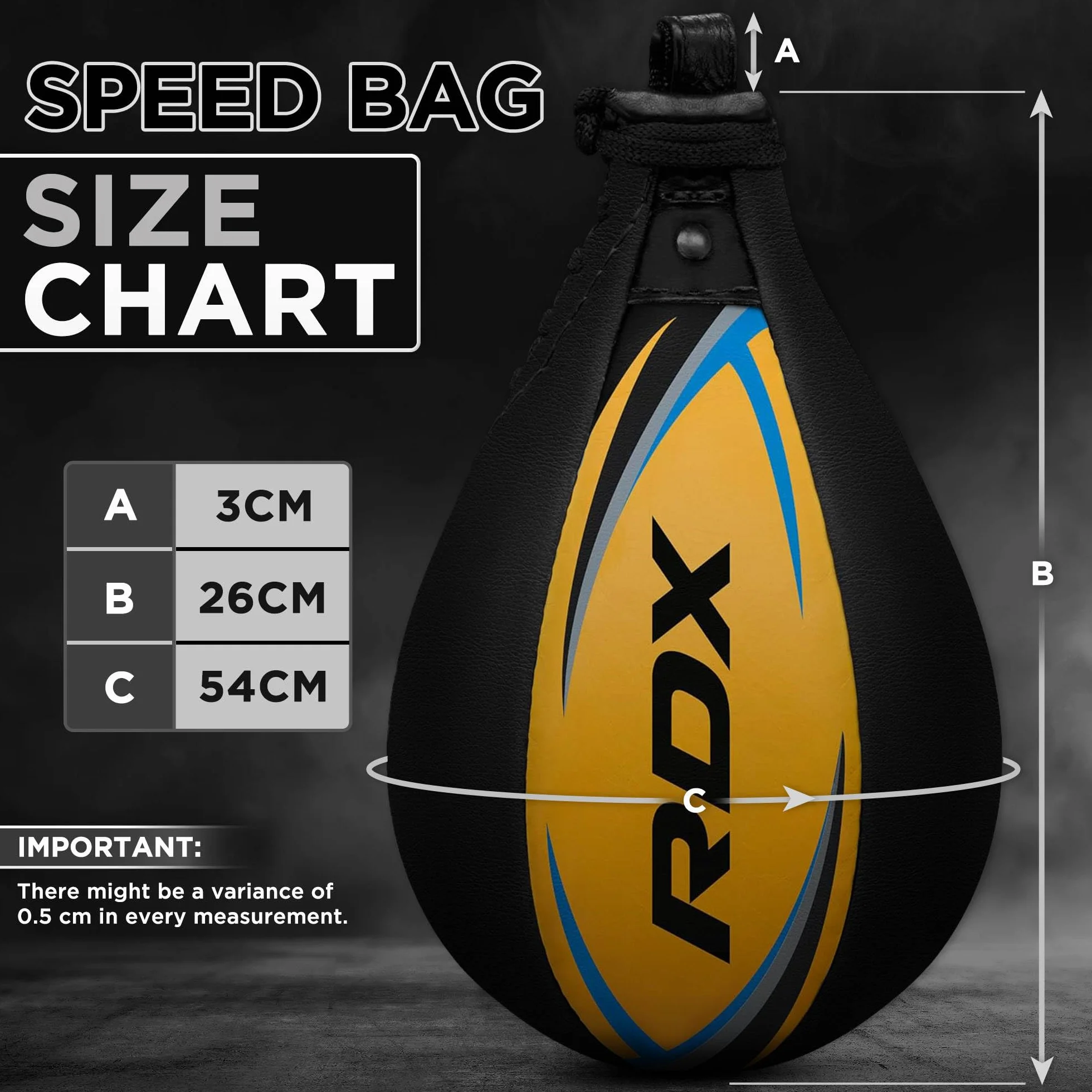 RDX Pera de Boxeo Cuero, Punching Velocidad Bola con Eslabón Giratorio, Speed Bag para Kick Boxing Gimnasio