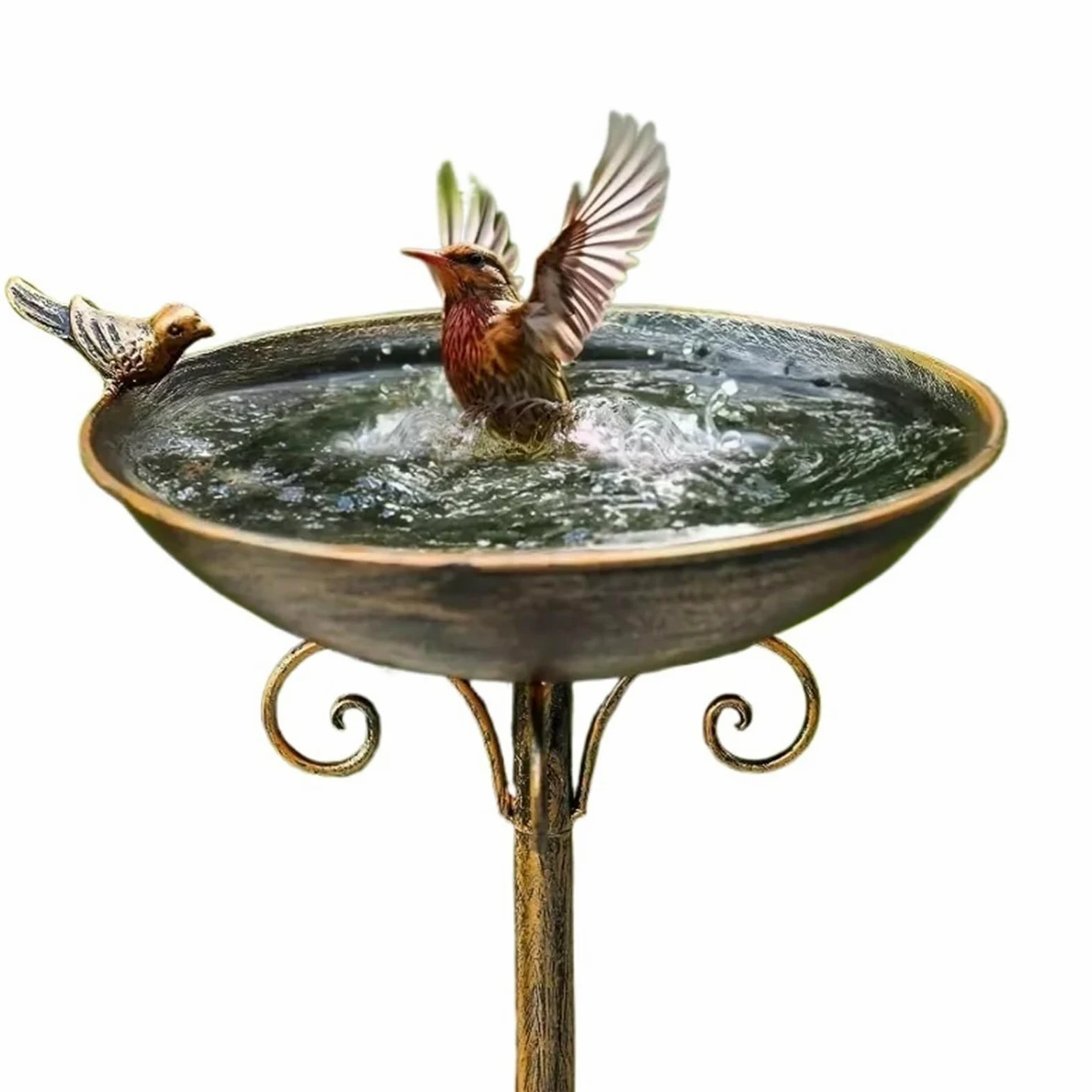 Metal Bebedero pajaros con Pie Baño for pájaros con Pedestal de 11,4" Ancho x 27,6" Alto diámetro | Baños for pájaros for exteriores, comedero for pájaros, bandeja for semillas, jardín