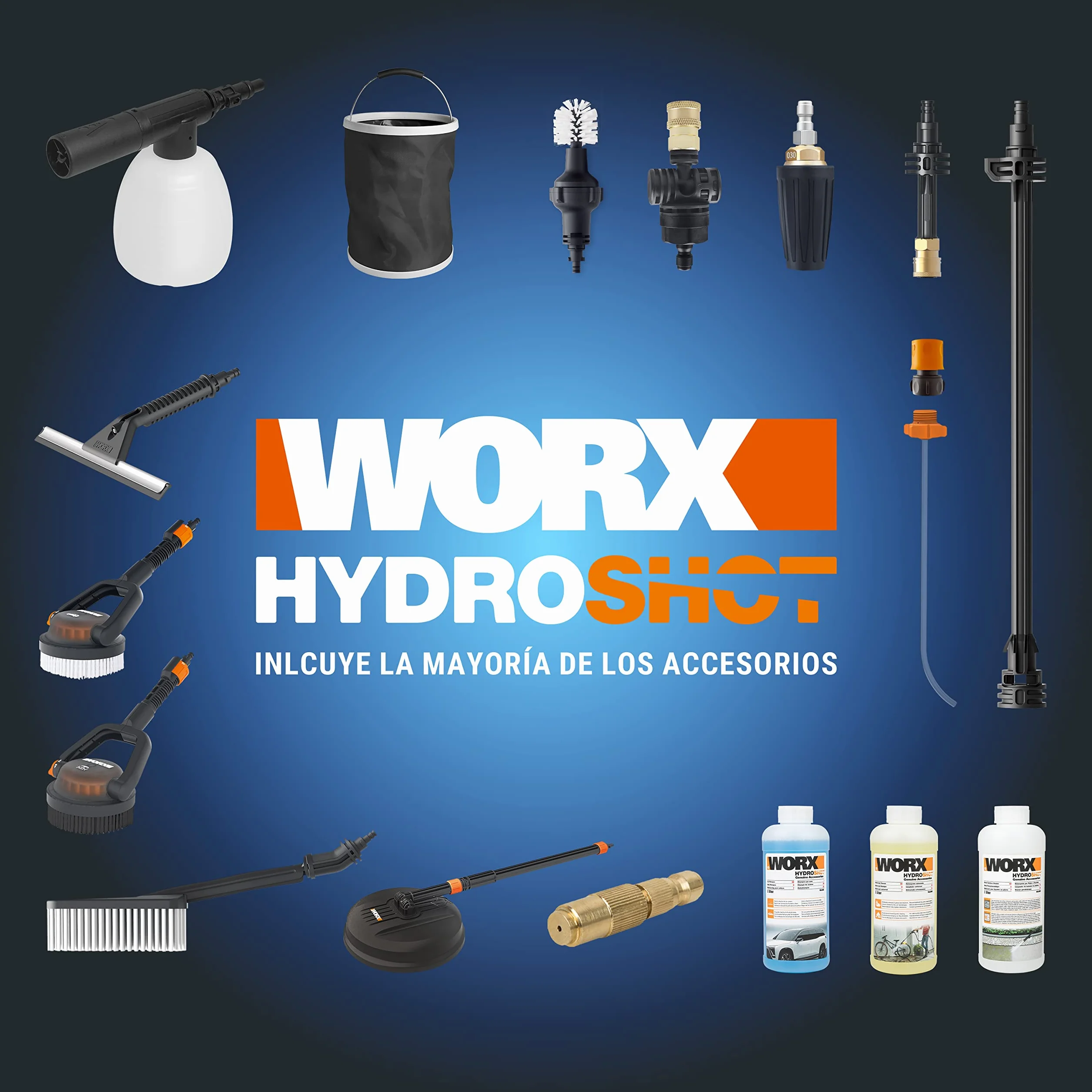 WORX Nitro WG633E Hdrolimpiadora 20V 4Ah, 56Bar, 220L/H, Limpieza de Coches y terrazas, batería y Cargador incluidos, compacta, Ligera y transportable para Limpiar en Cualquier Lugar