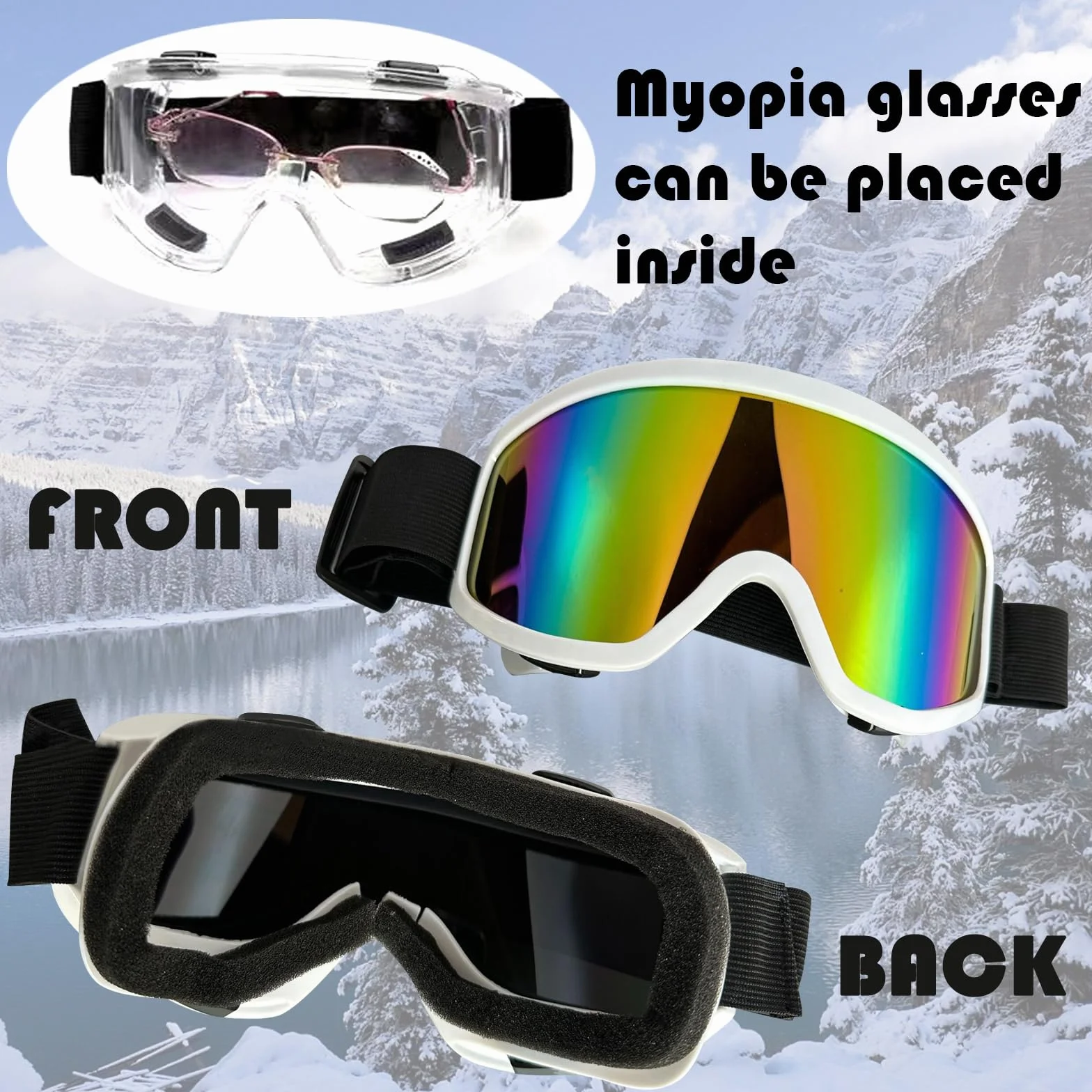 BDSHUNBF Ski Goggles Women Men Snowboard Goggles Windproof Snow Goggles Eyewear Safety Protection