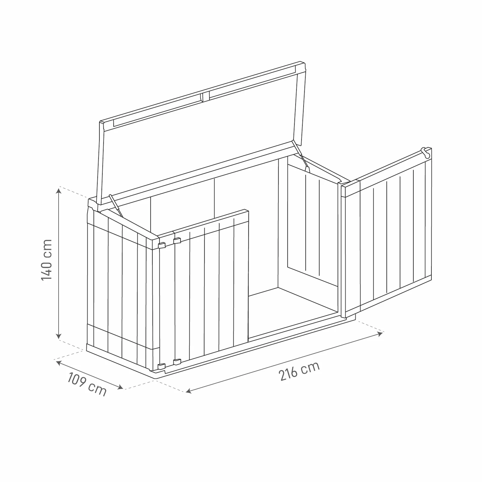 Toomax Stora Way Plus 3XL - Cobertizo para bicicletas con tapa asistida, resistente a los rayos UV, 216 x 109 x 140 cm, 2770 litros