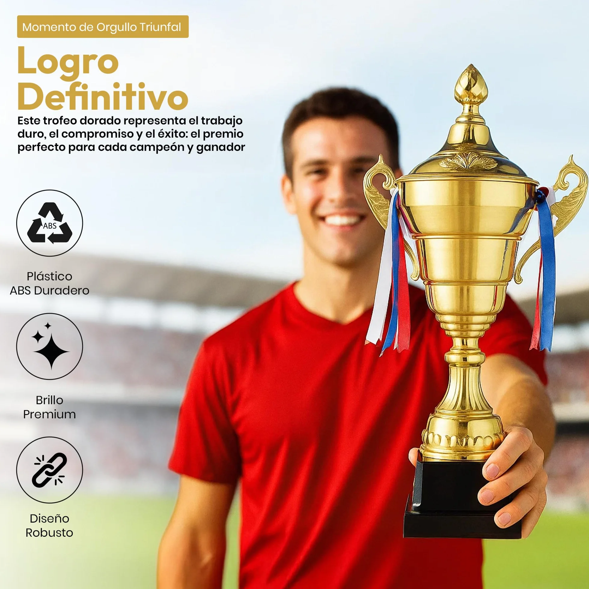 Copa de Oro XXL Taza de Ganador con Tapa 36 cm Trofeo Personalizable